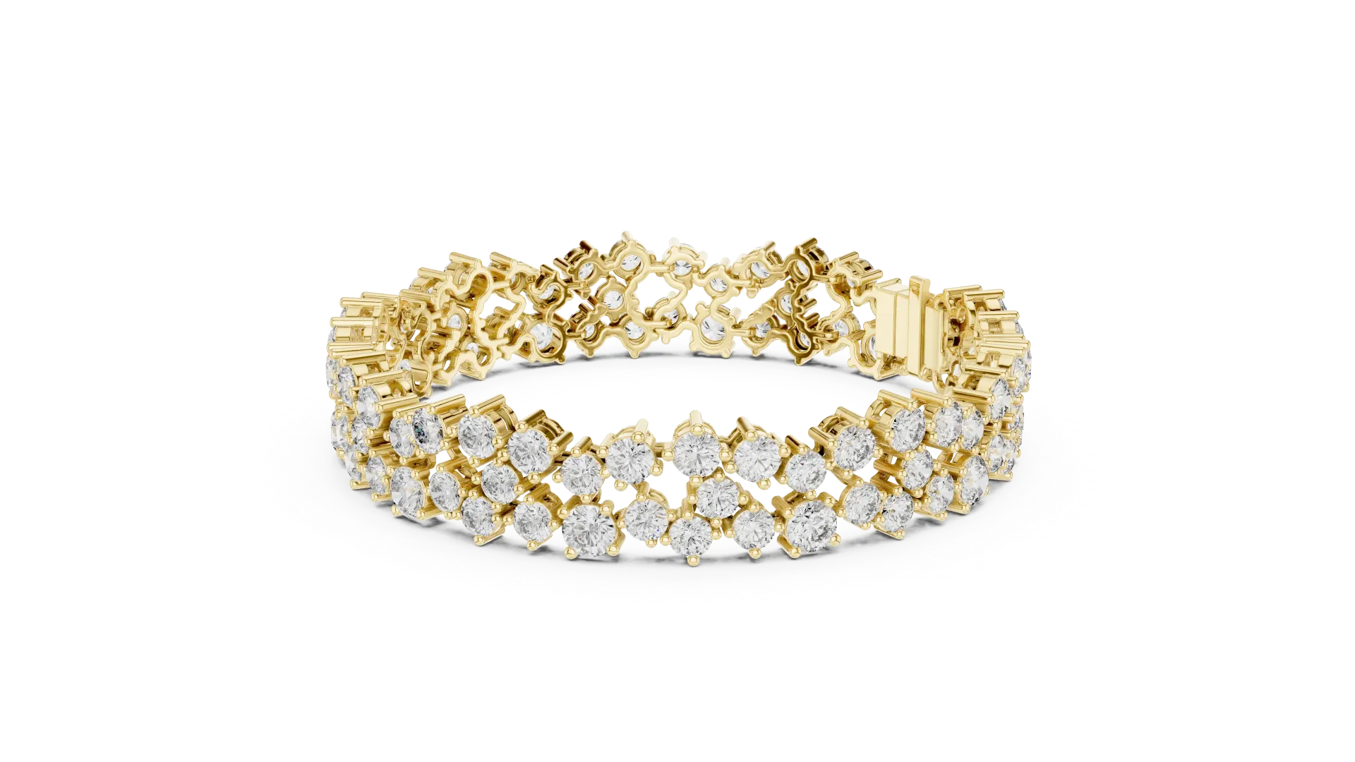Three Layered Diamond Bracelet-BYB1012 (Yellow, 5 Inches)