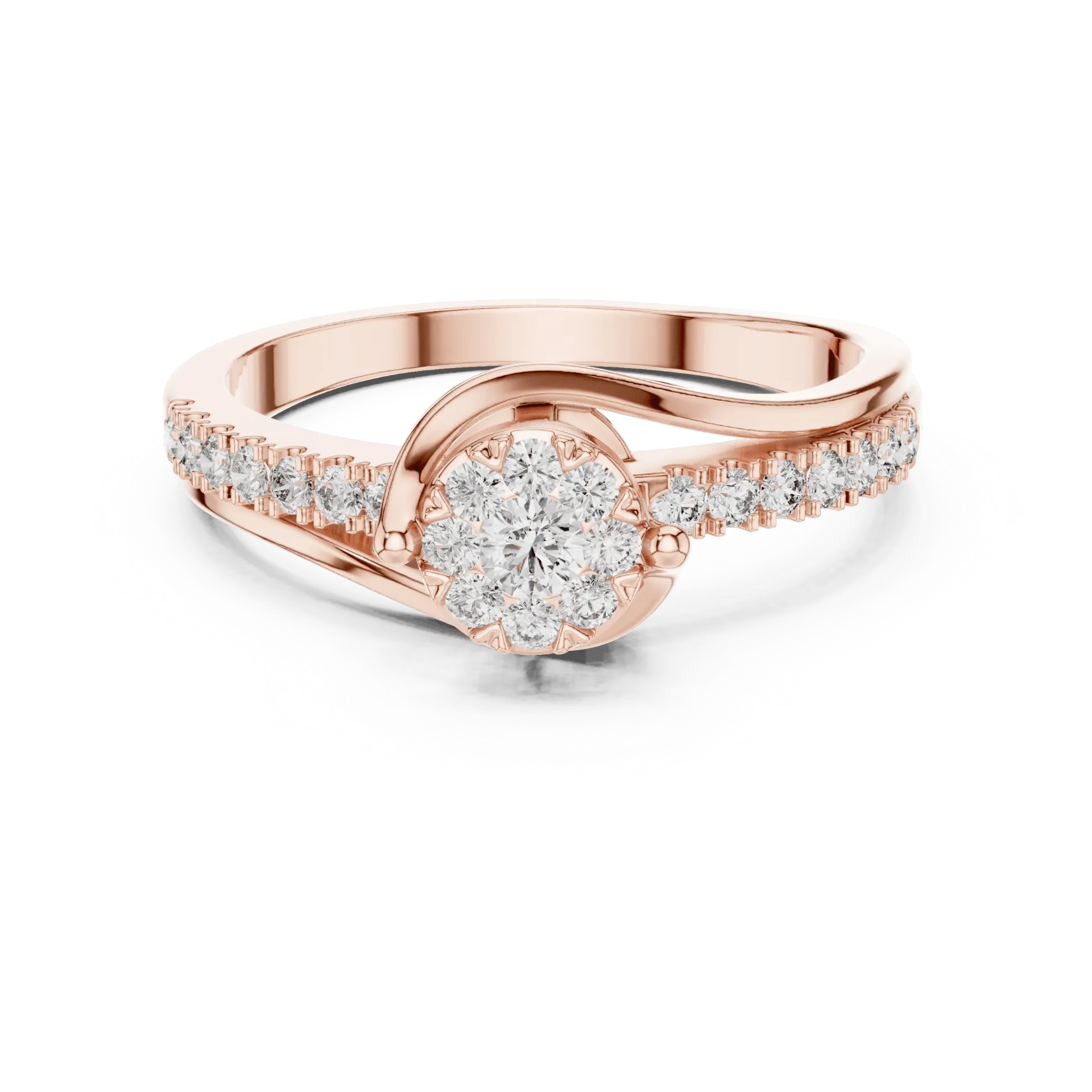 [19#120040L] Bypass Floral Cluster Accent Ring