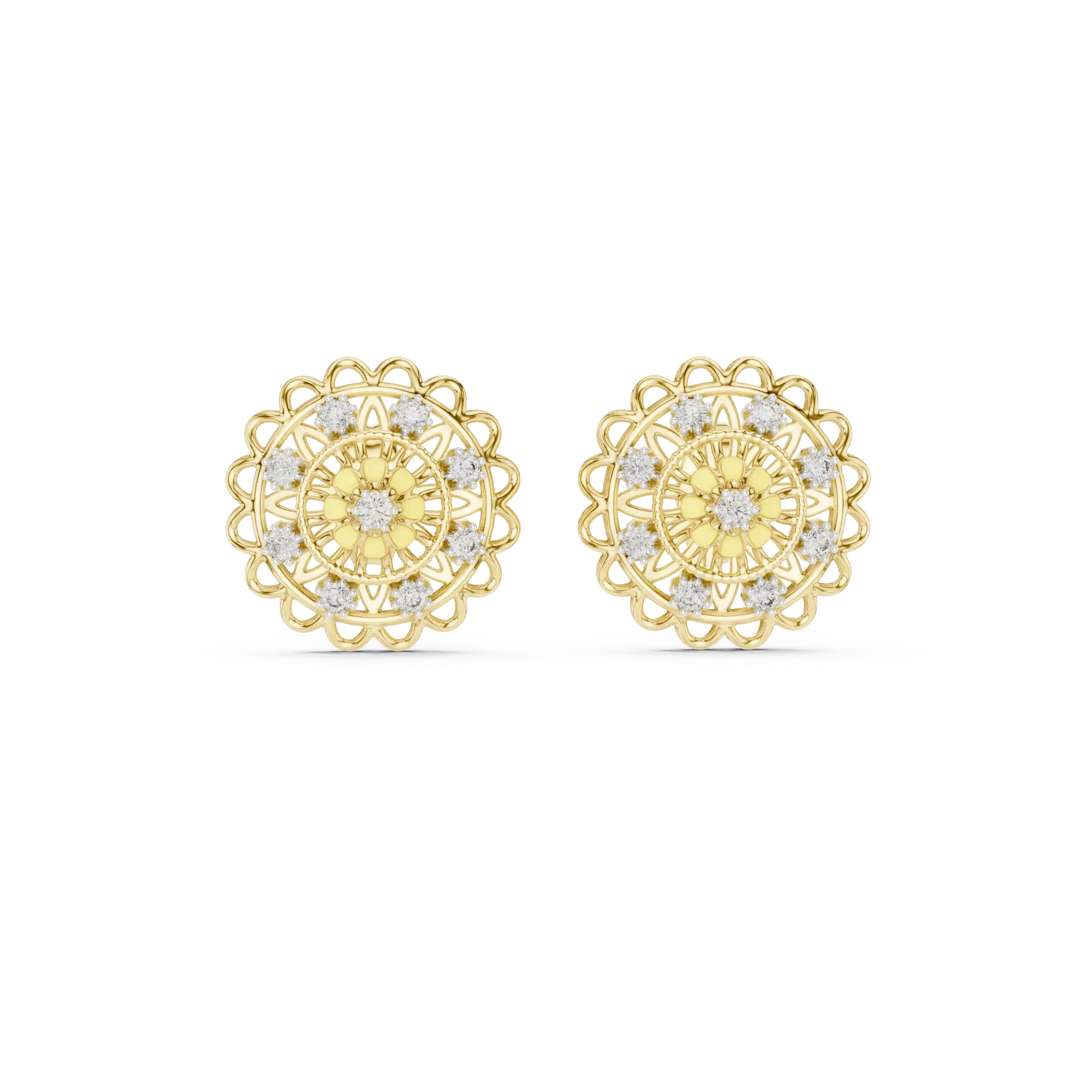 Floral Filigree Stud Earrings-BYE1015