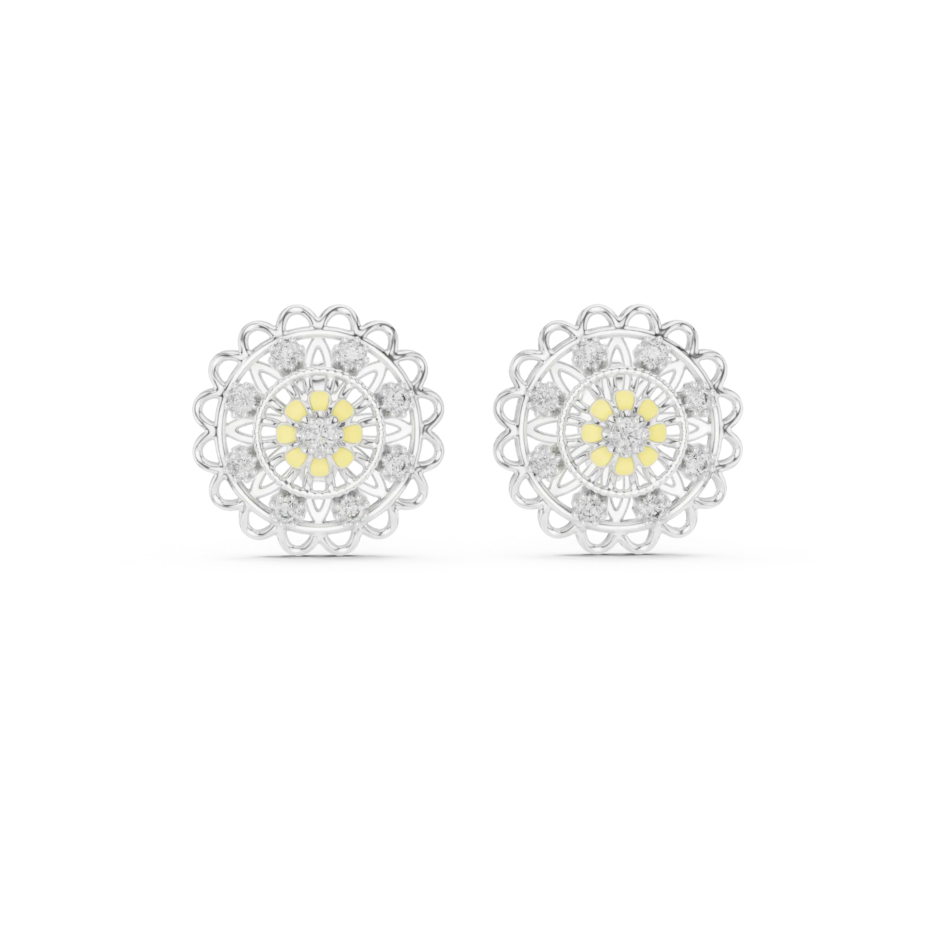 Floral Filigree Stud Earrings-BYE1015