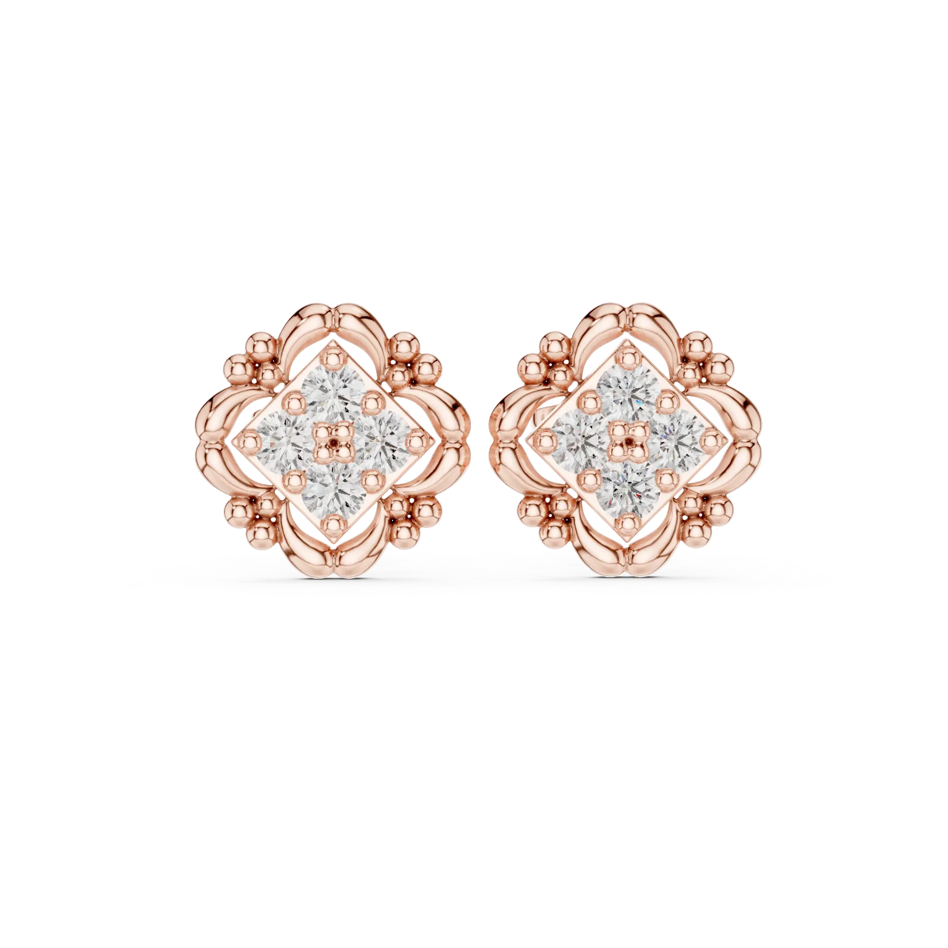 Royal Square Lab-Grown Diamond Earrings-BYE1018 (Yellow)