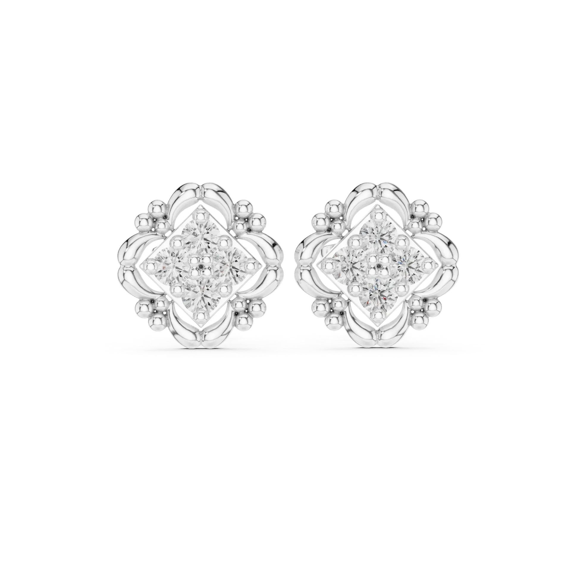 Royal Square Diamond Earrings-BYE1018