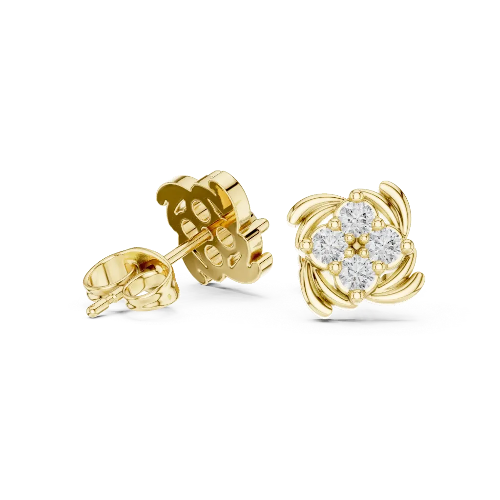 Pinwheel Blossom Studs-BYE1019 (Yellow)