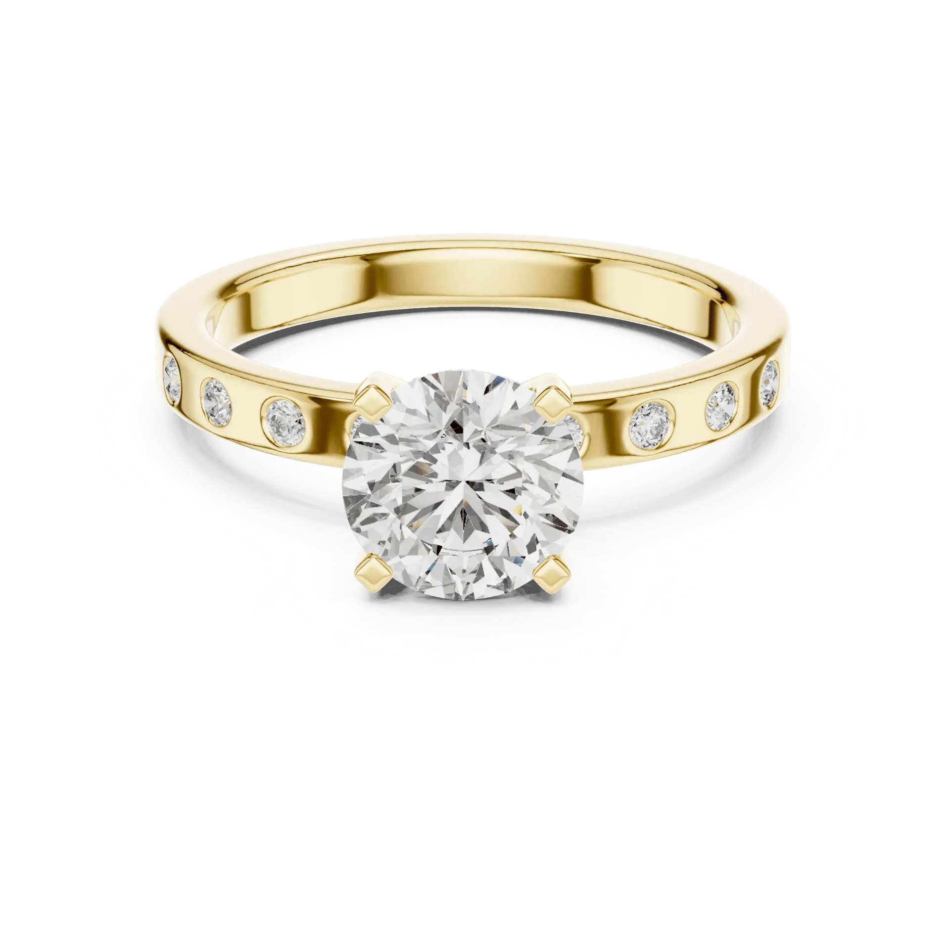 Flush Set Solitaire Ring (Yellow)