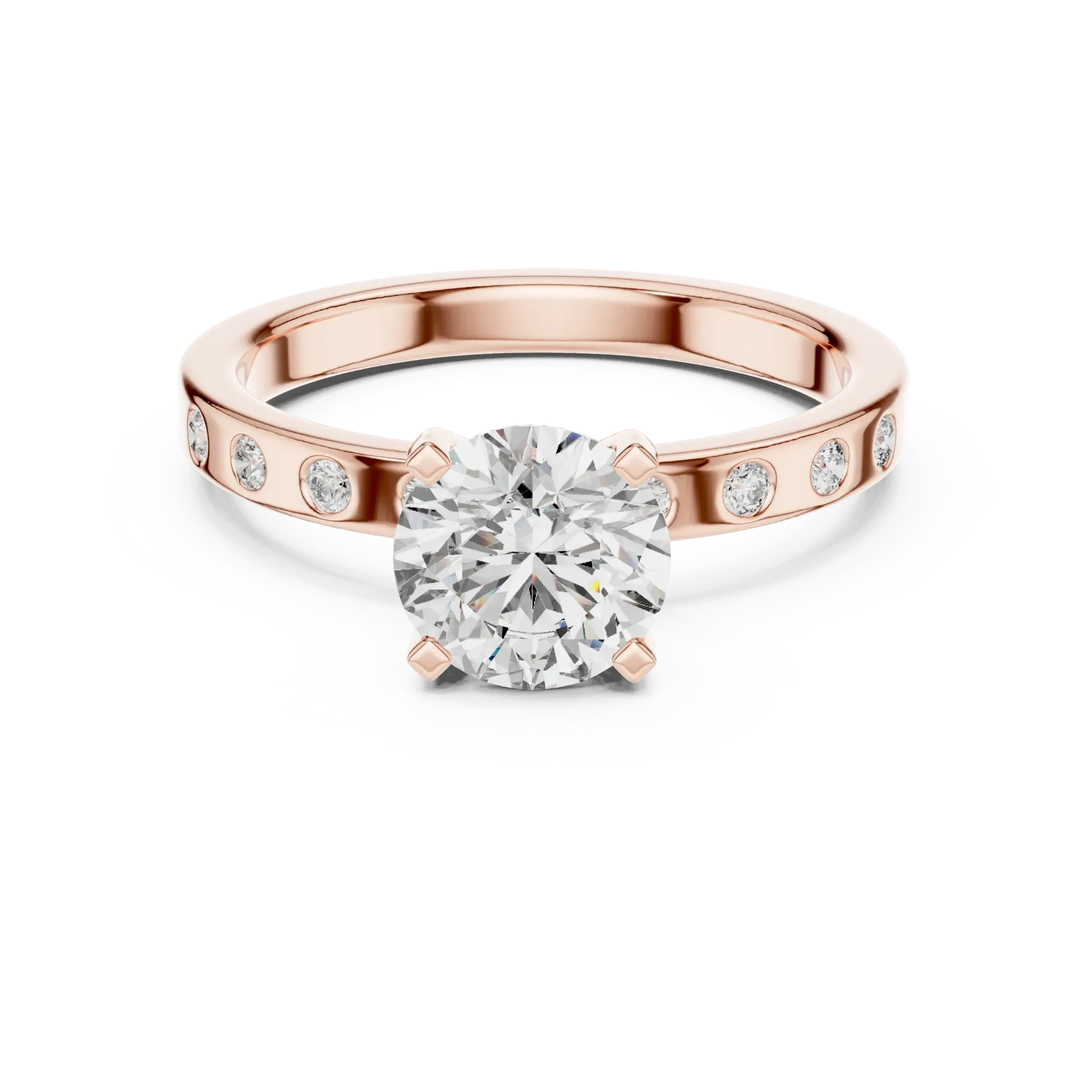 Flush Set Solitaire Ring