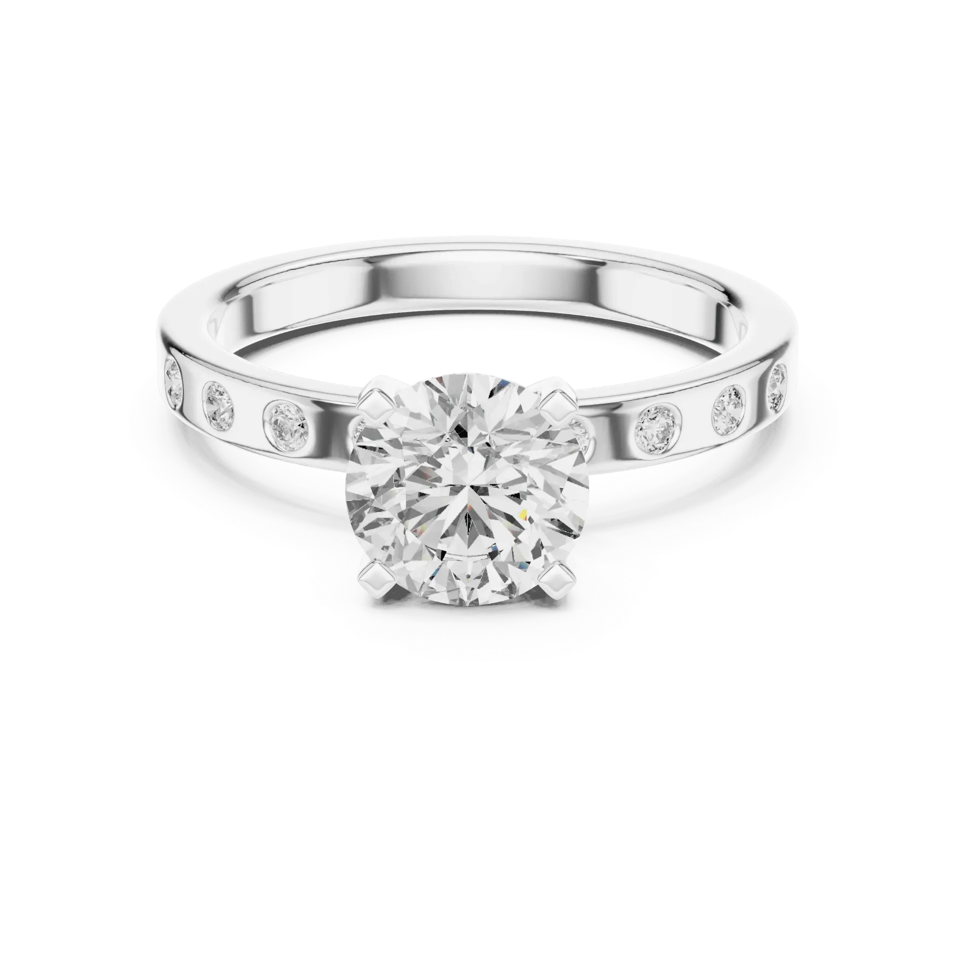 Flush Set Solitaire Ring