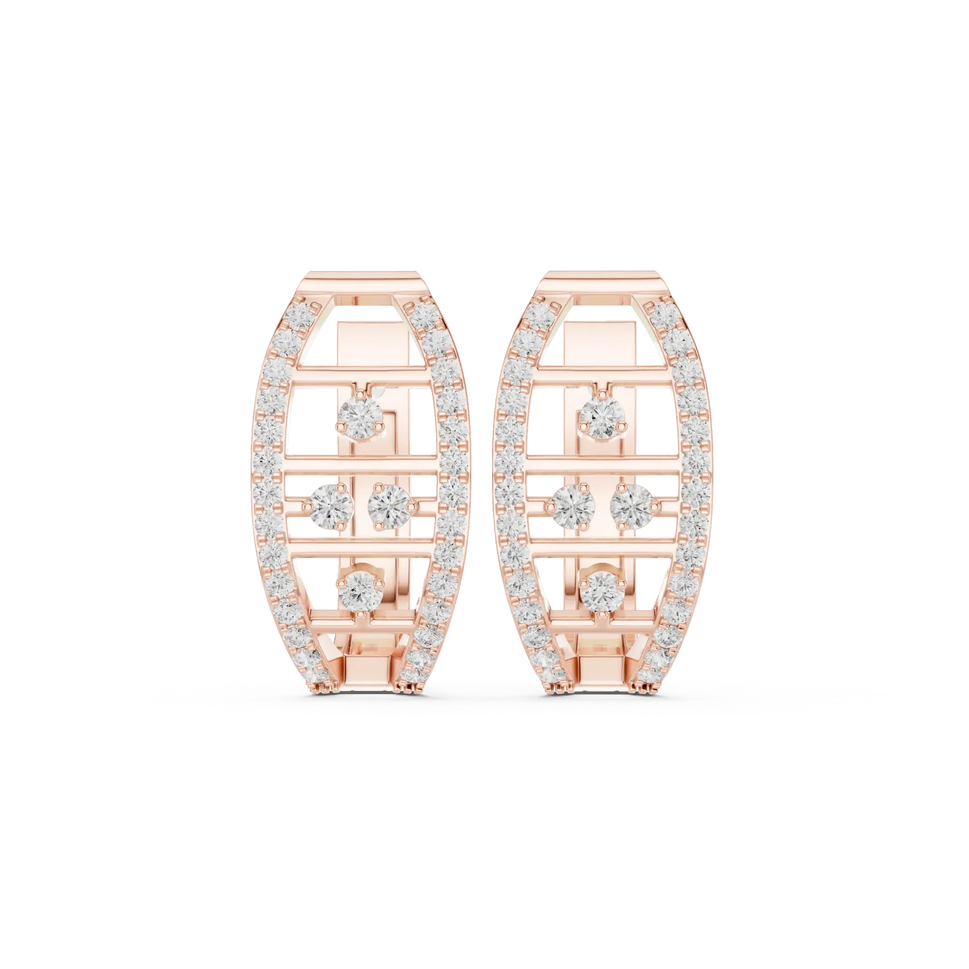 Diamond Ladder Oval Hoops-BYE1027