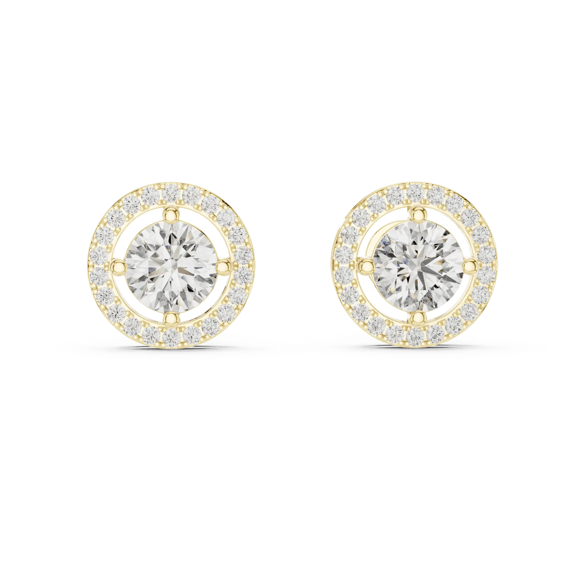 1ct Centre Floating Halo Earrings (Yellow)
