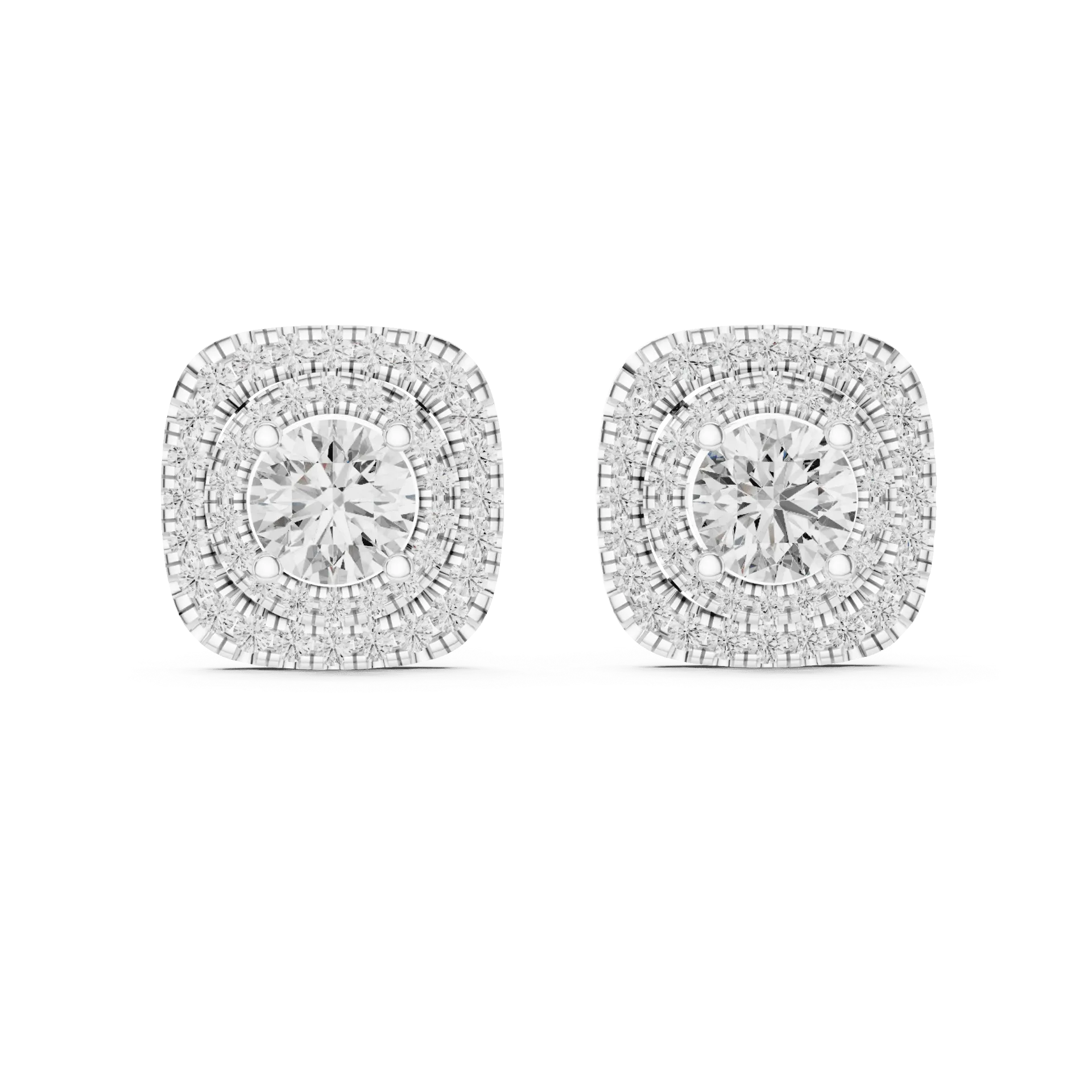 Radiant Halo Solitaire Studs Earrings