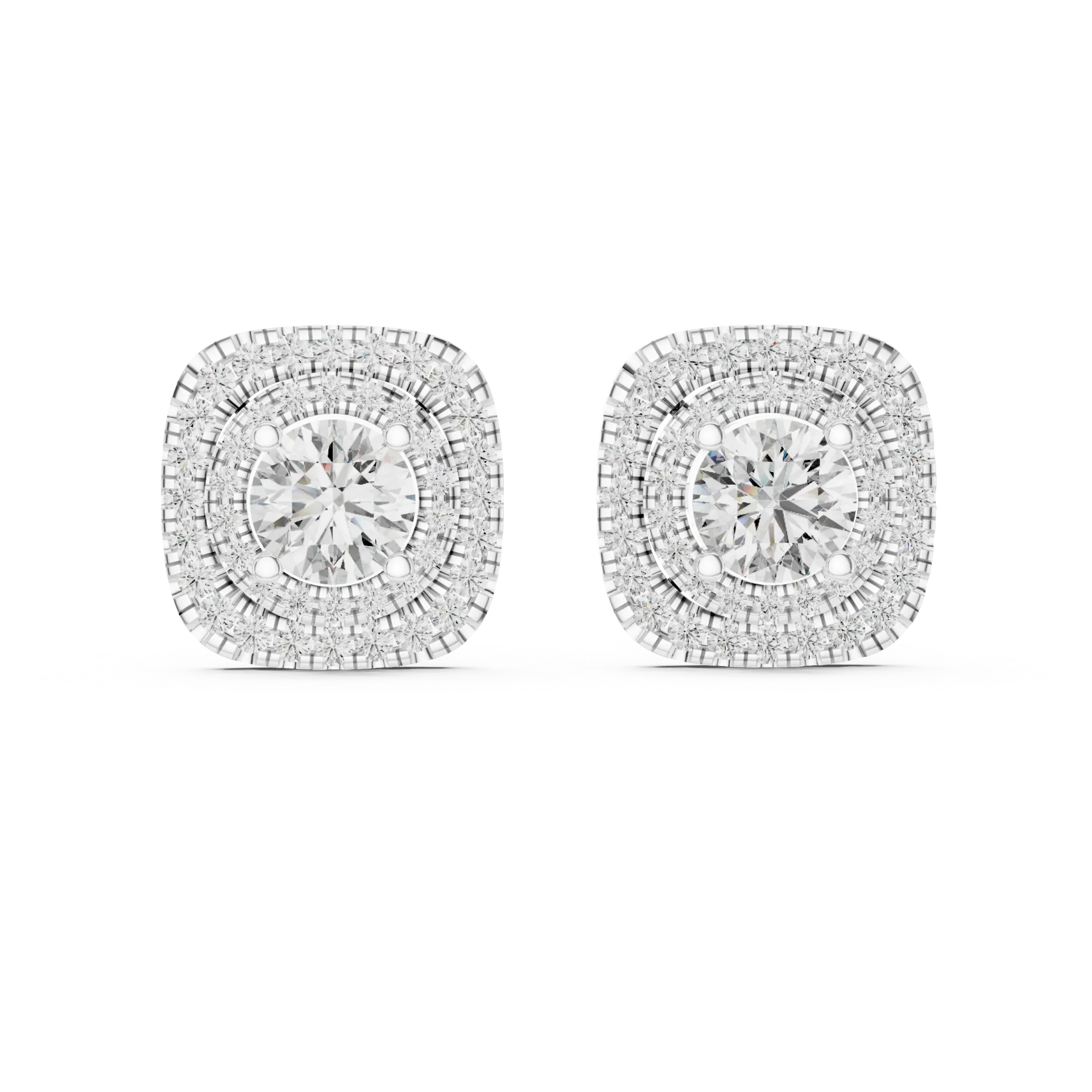 Radiant Halo Solitaire Studs Earrings