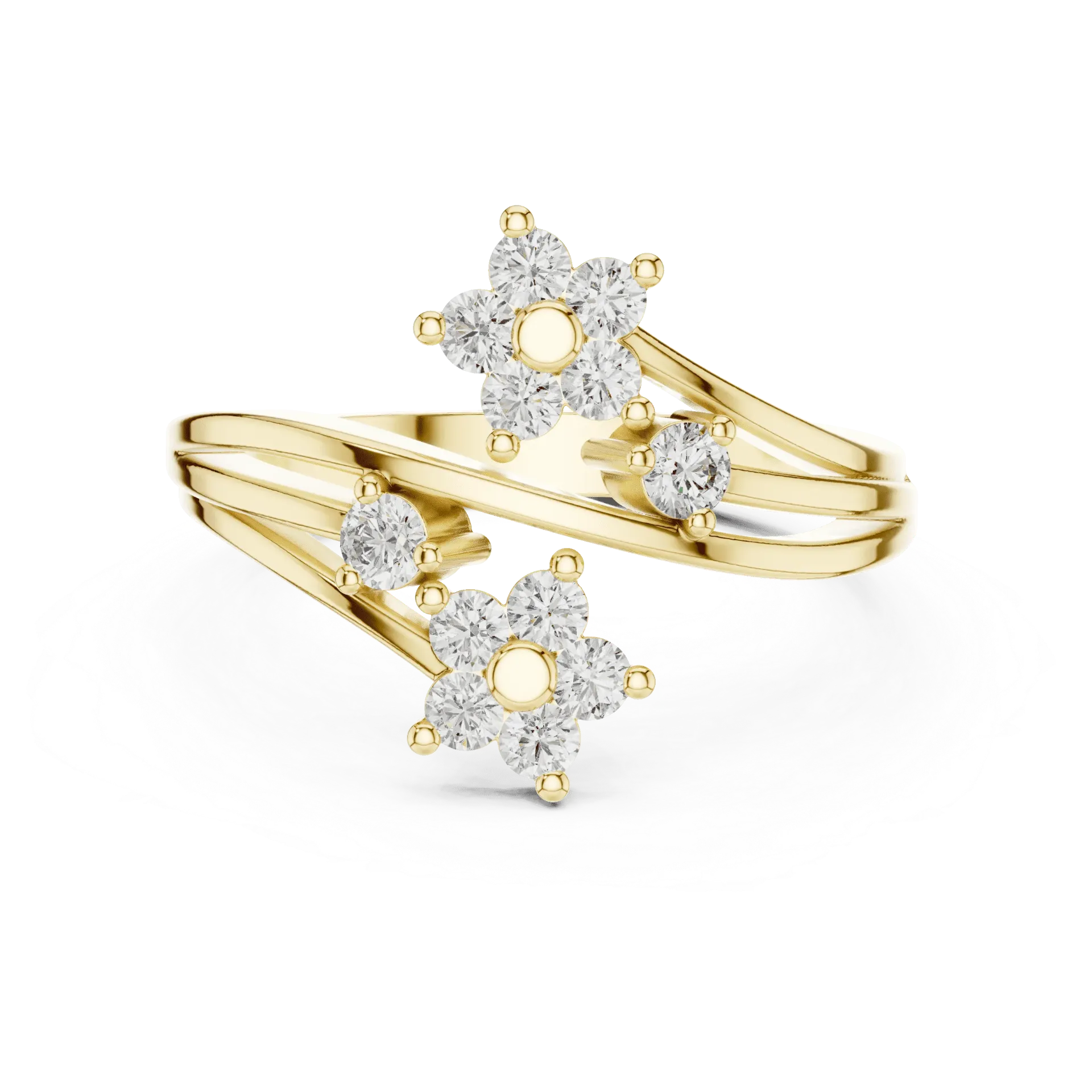 Floral Bypass Diamond Ring (Yellow)
