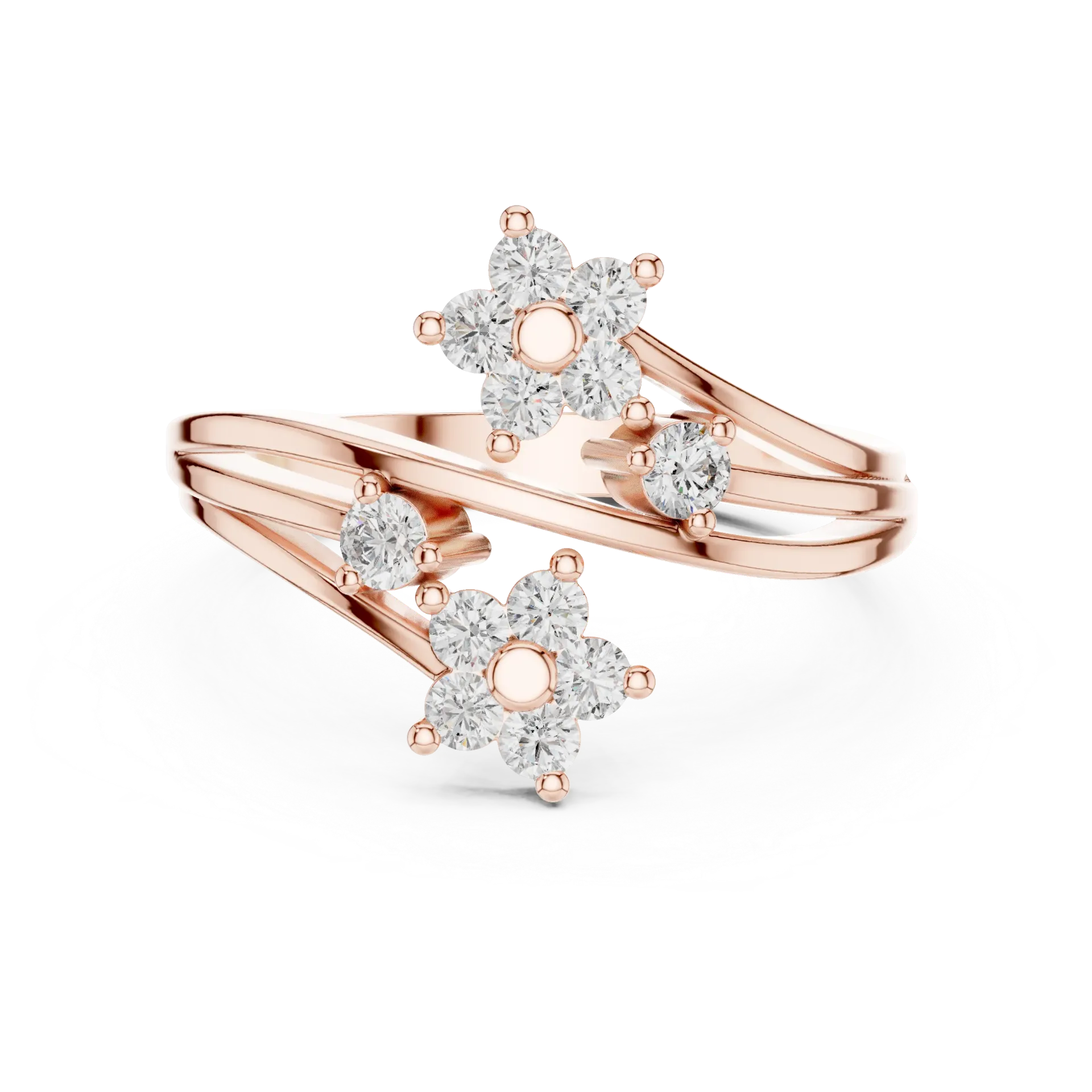 Floral Bypass Diamond Ring BYR1009