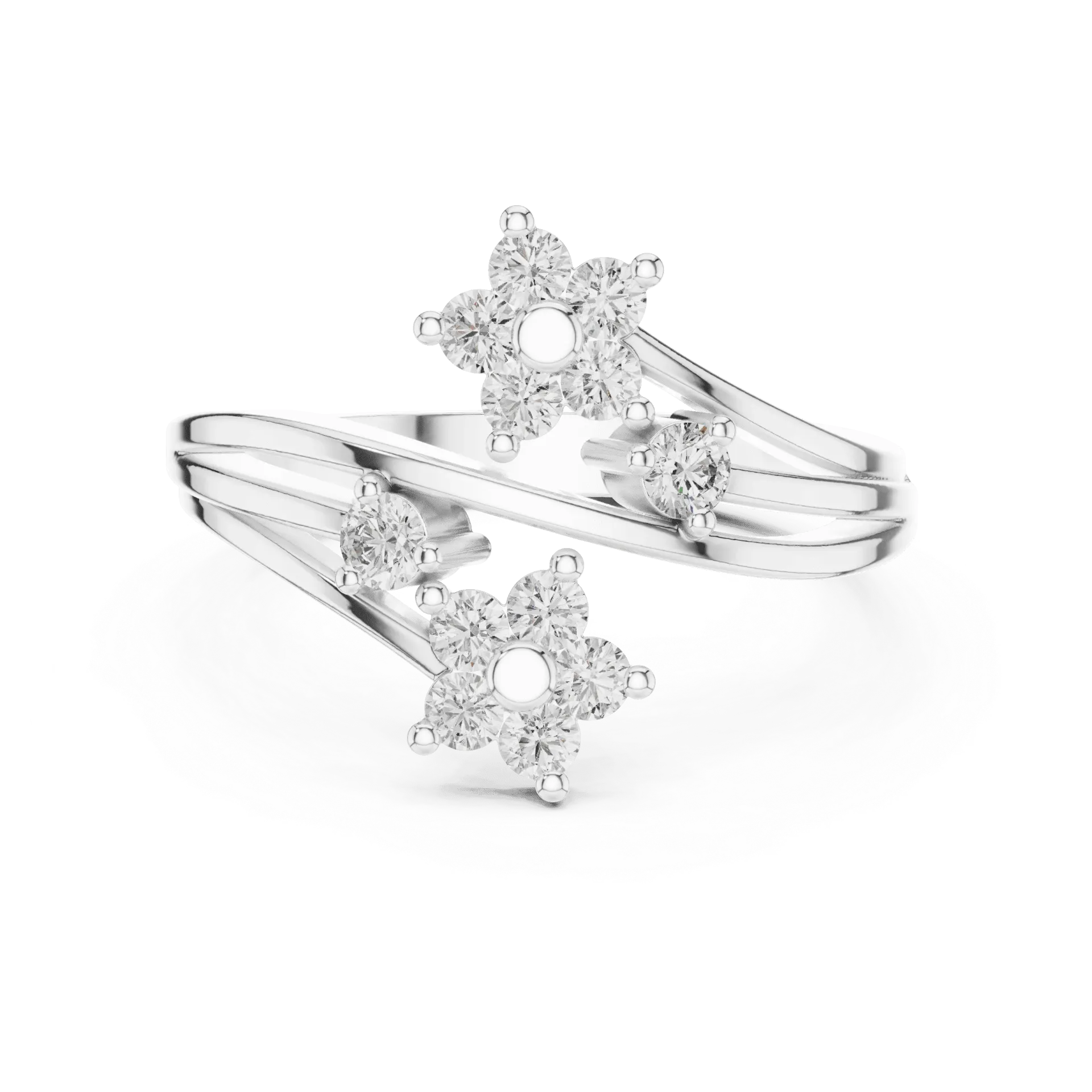 Floral Bypass Diamond Ring BYR1009