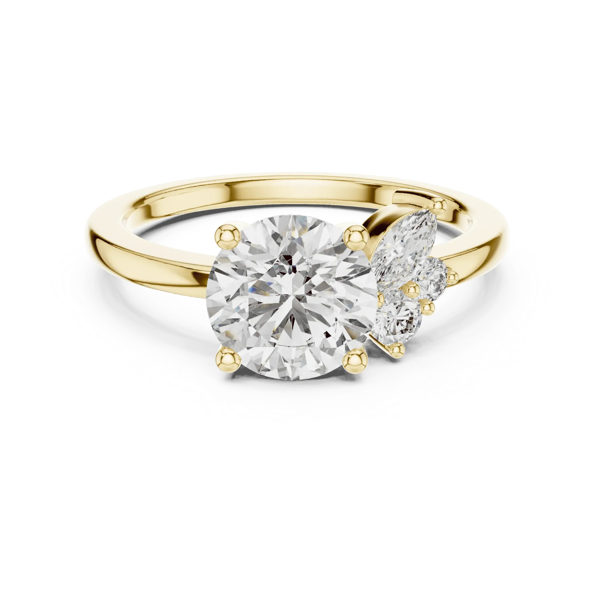 Radiant Marquise Side-Cluster Solitaire BYR1014 (Yellow)