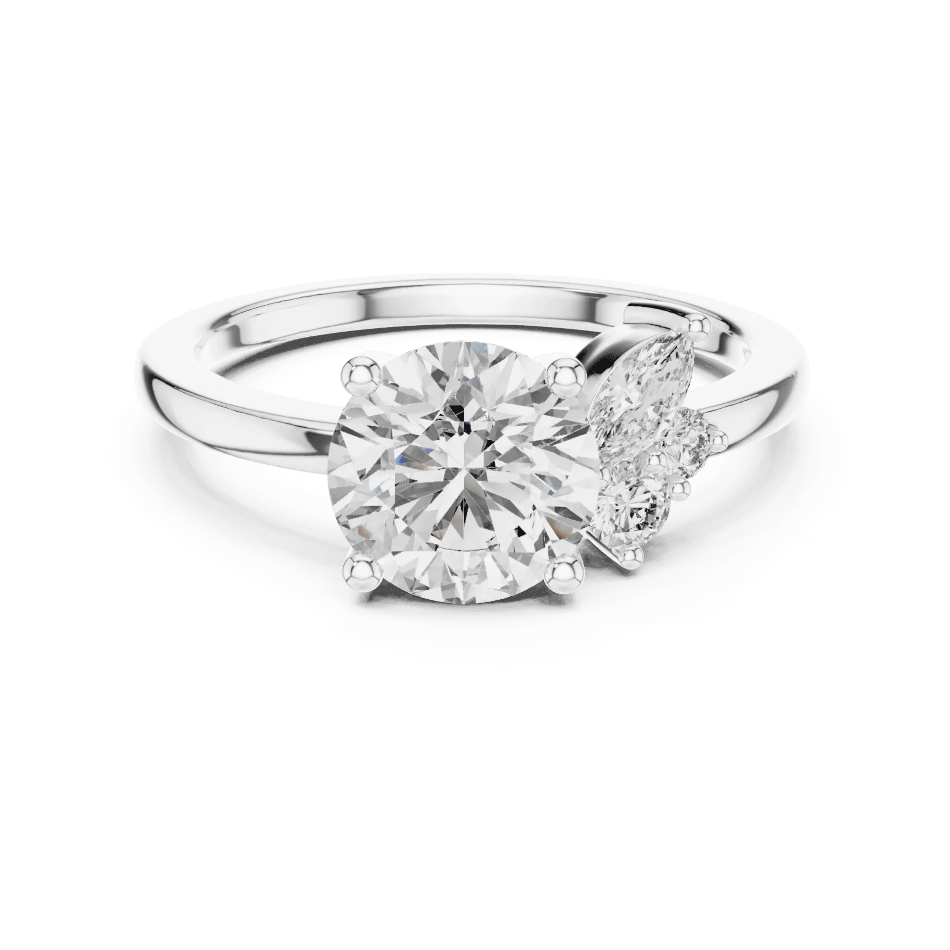 Radiant Marquise Side-Cluster Solitaire BYR1014