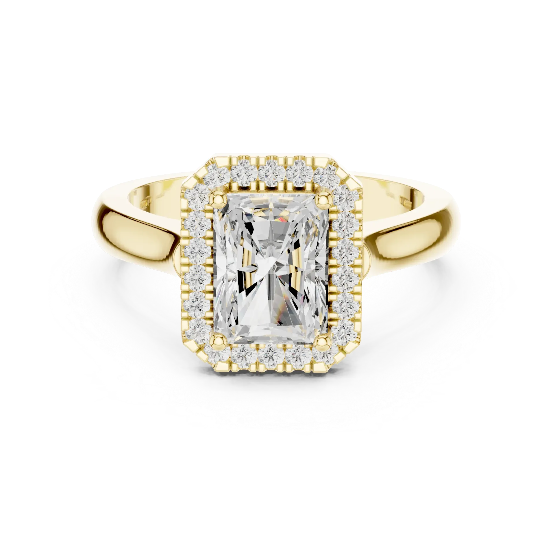 1.5ct Emerald Regal Halo Ring (Yellow)