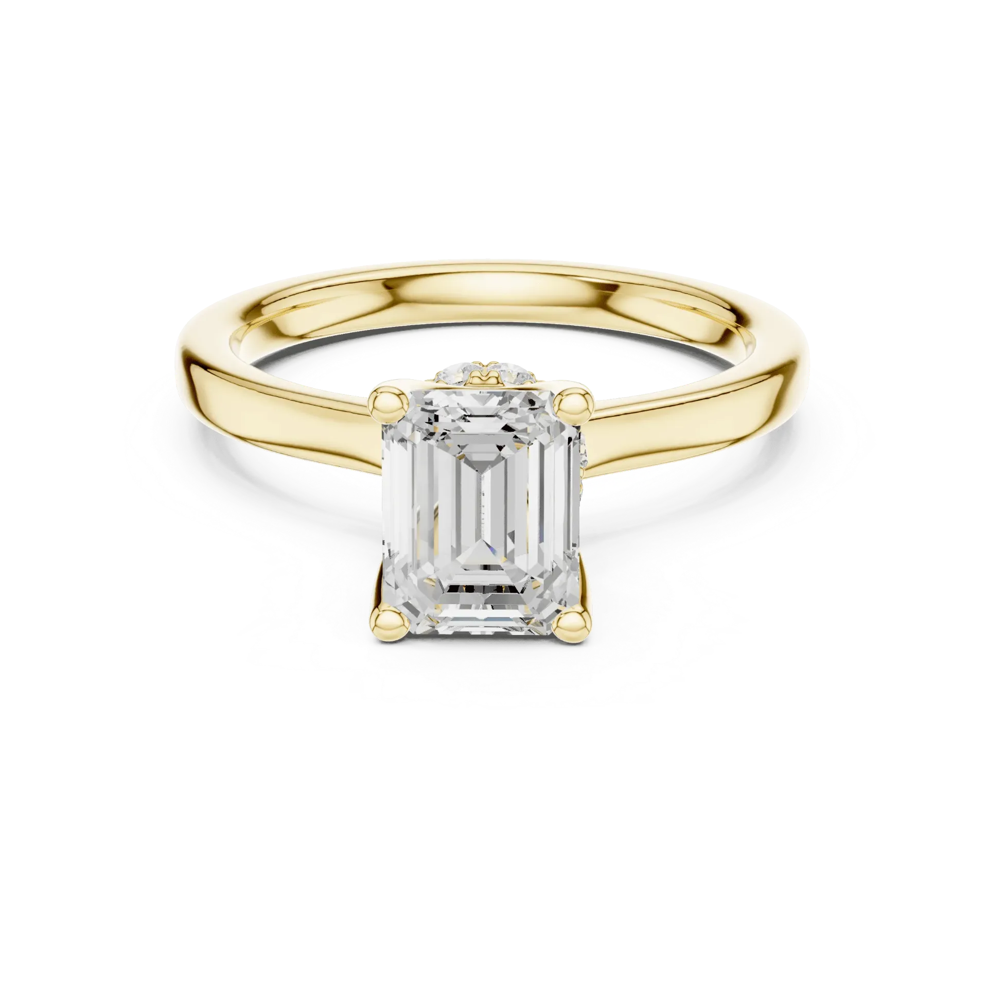 1.5ct Emerald Hidden Halo Solitaire Ring (Yellow)