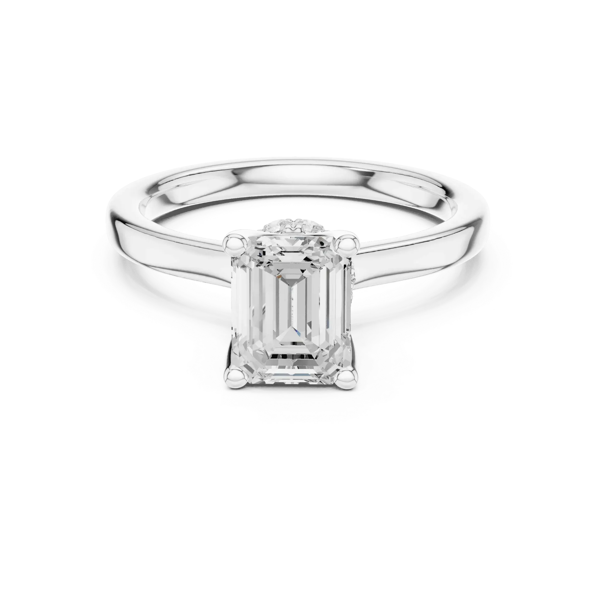 1.5ct Emerald Hidden Halo Solitaire Ring
