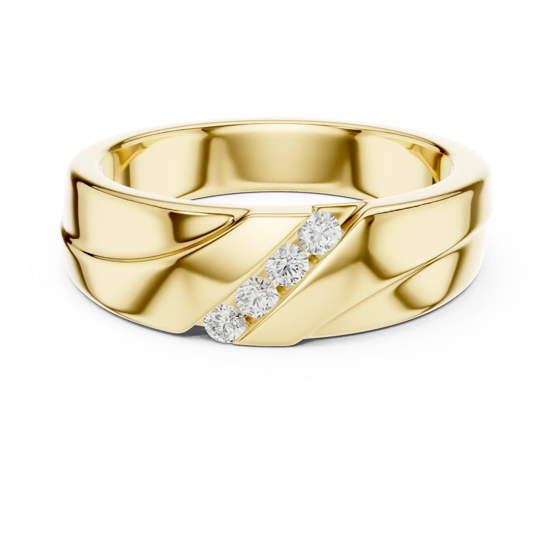 Sculptural Diagonal Channel Band BYR1077 (Yellow)