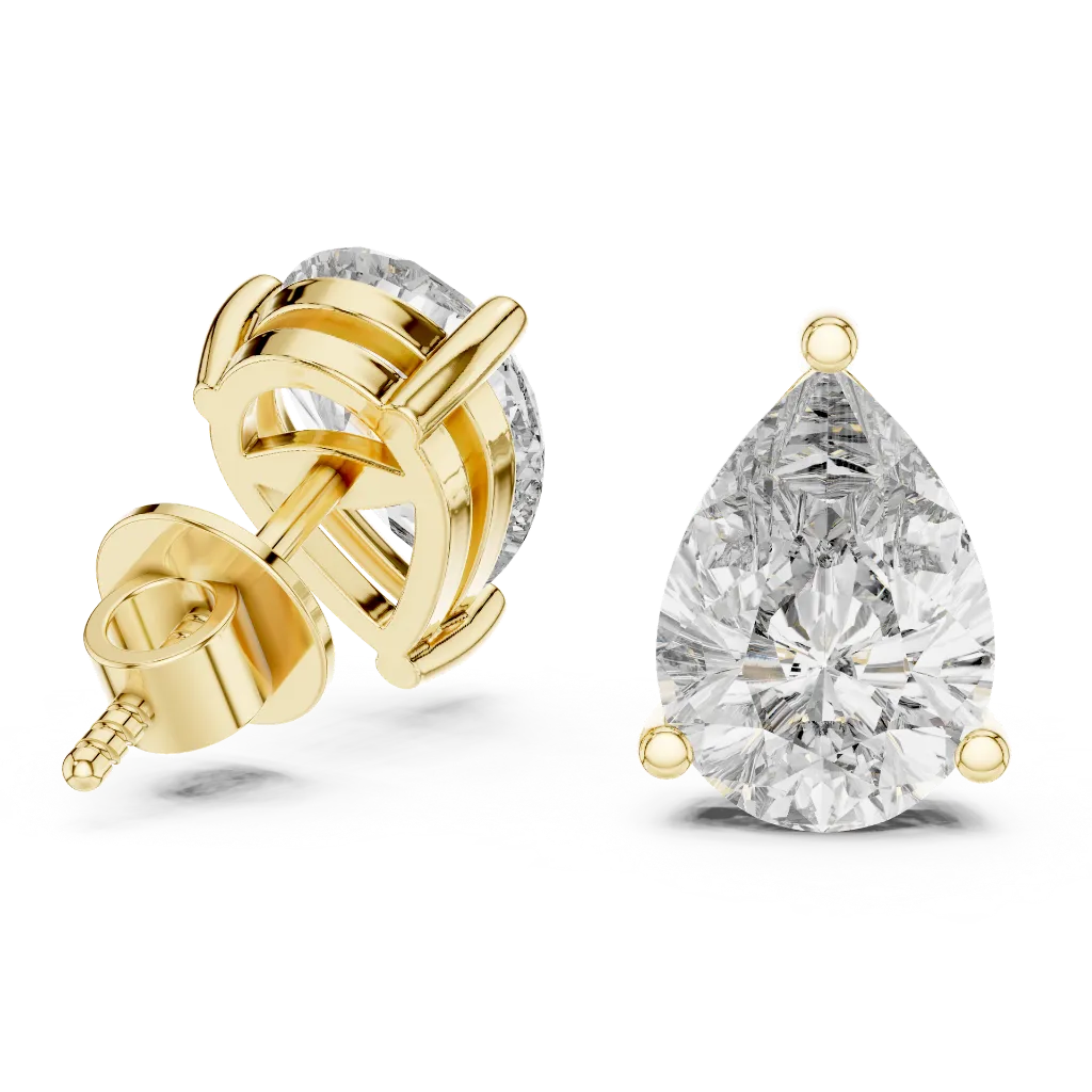 3.5ct Classic Pear Solitaire Earrings (Yellow)