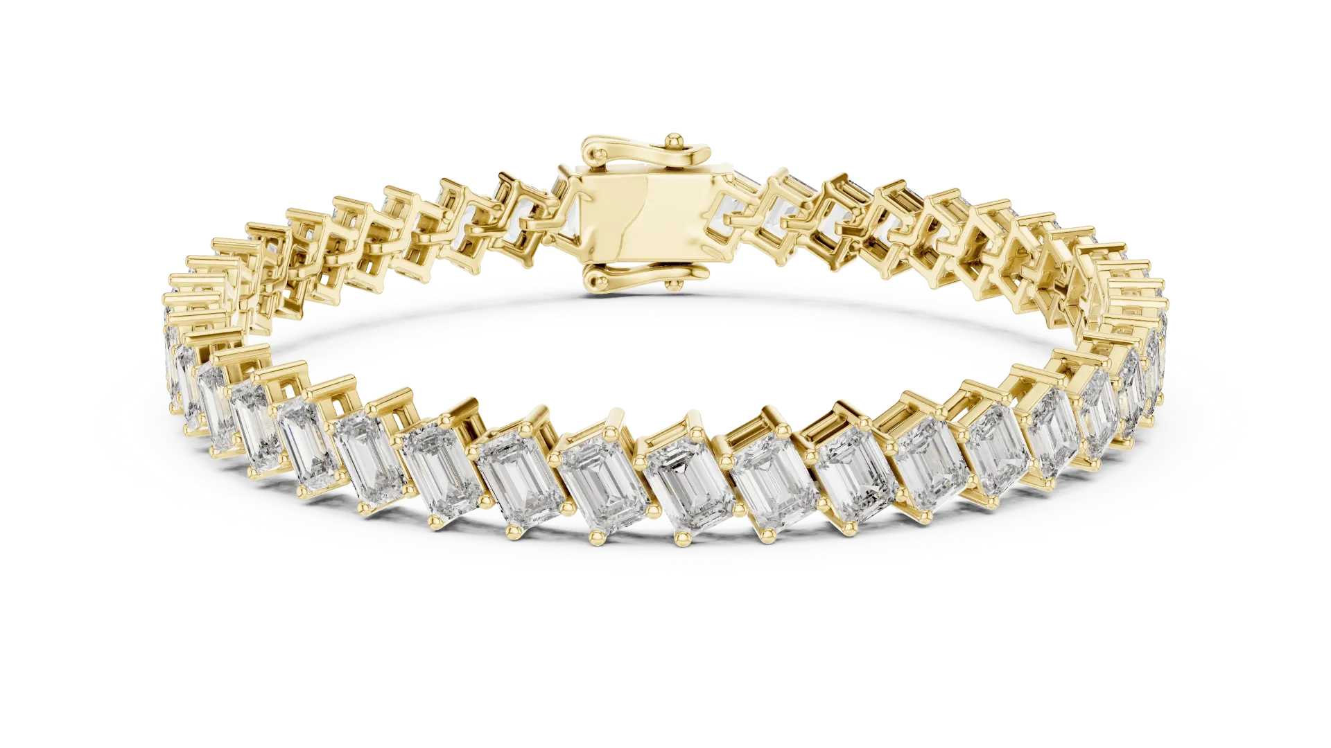 Diagonal Emerald-Cut Tennis Bracelet-BYB1011 (Yellow)