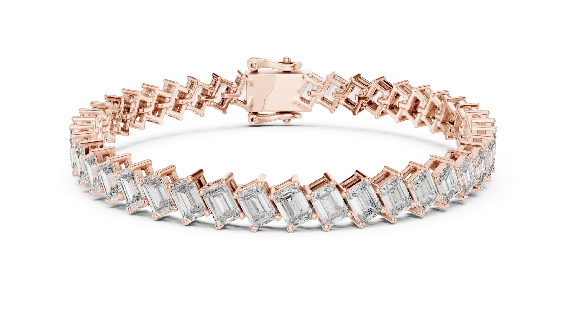 Diagonal Emerald-Cut Tennis Bracelet-BYB1011