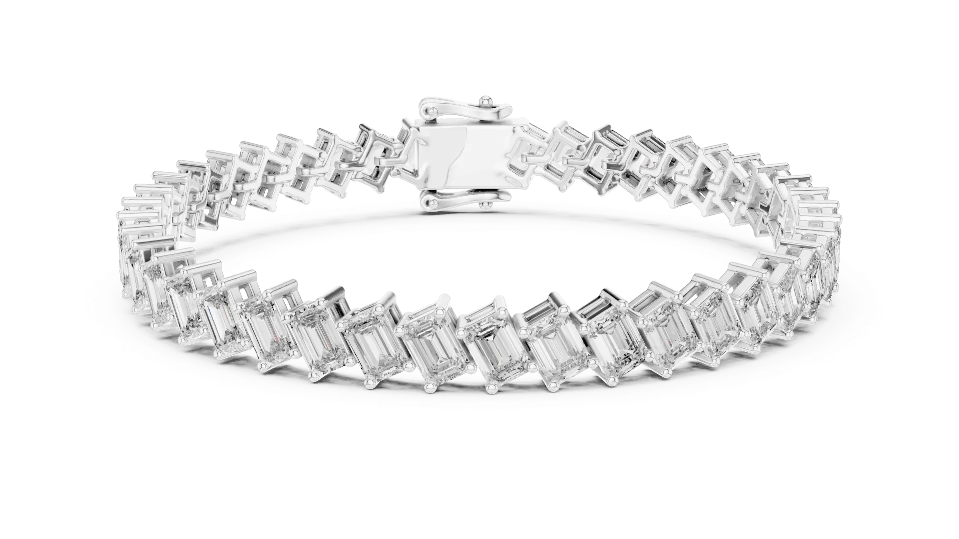 Diagonal Emerald-Cut Tennis Bracelet-BYB1011