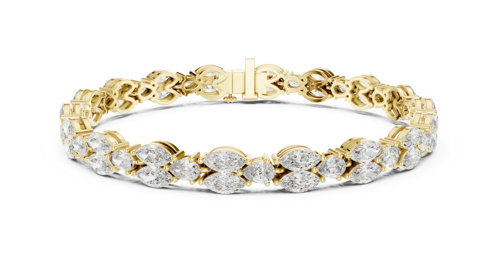 Alternating Marquise & Round Tennis Bracelet (Yellow)