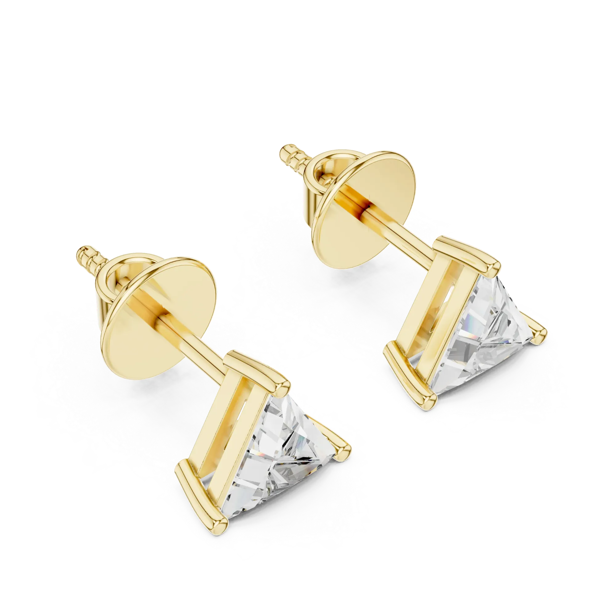 Trillion-Cut 1.25ct Solitaire Earring (Yellow)
