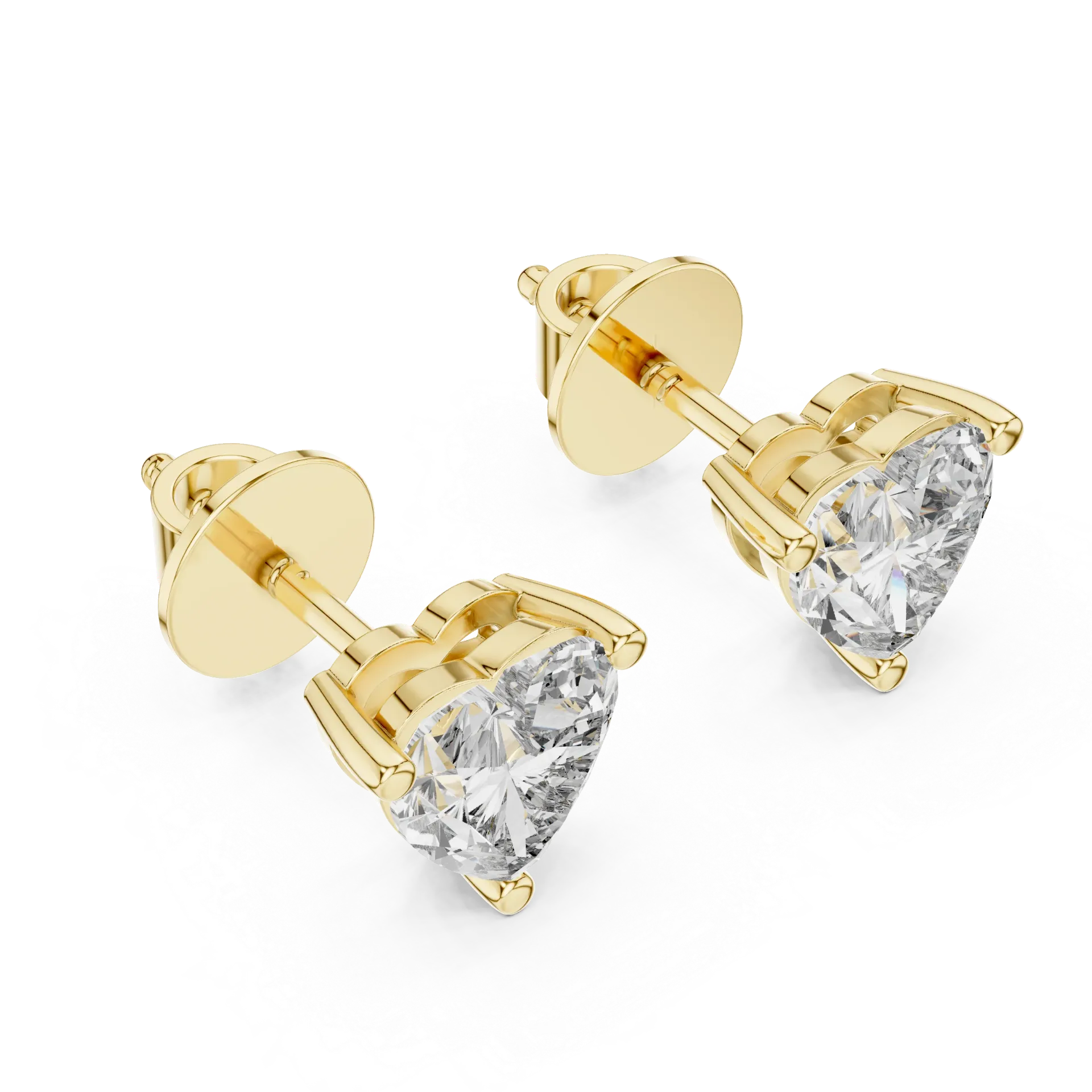 Heart-Cut 1.5ct Solitaire Studs-BYE2005 (Yellow)