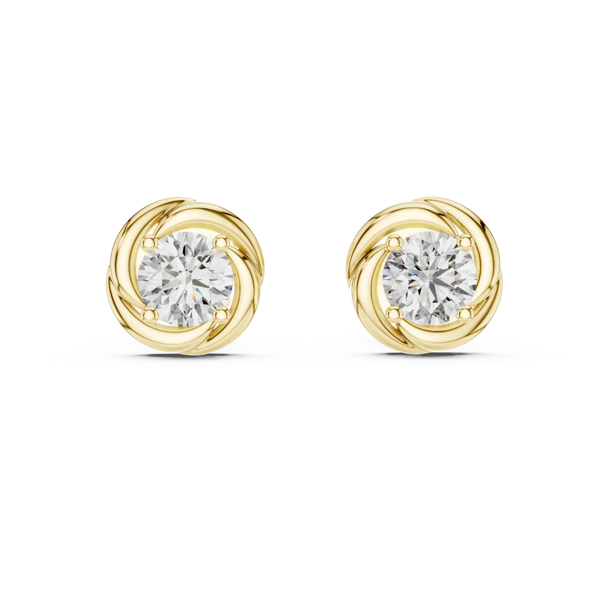 Sculpted Ribbon Knot Solitaire Earrings (Yellow)