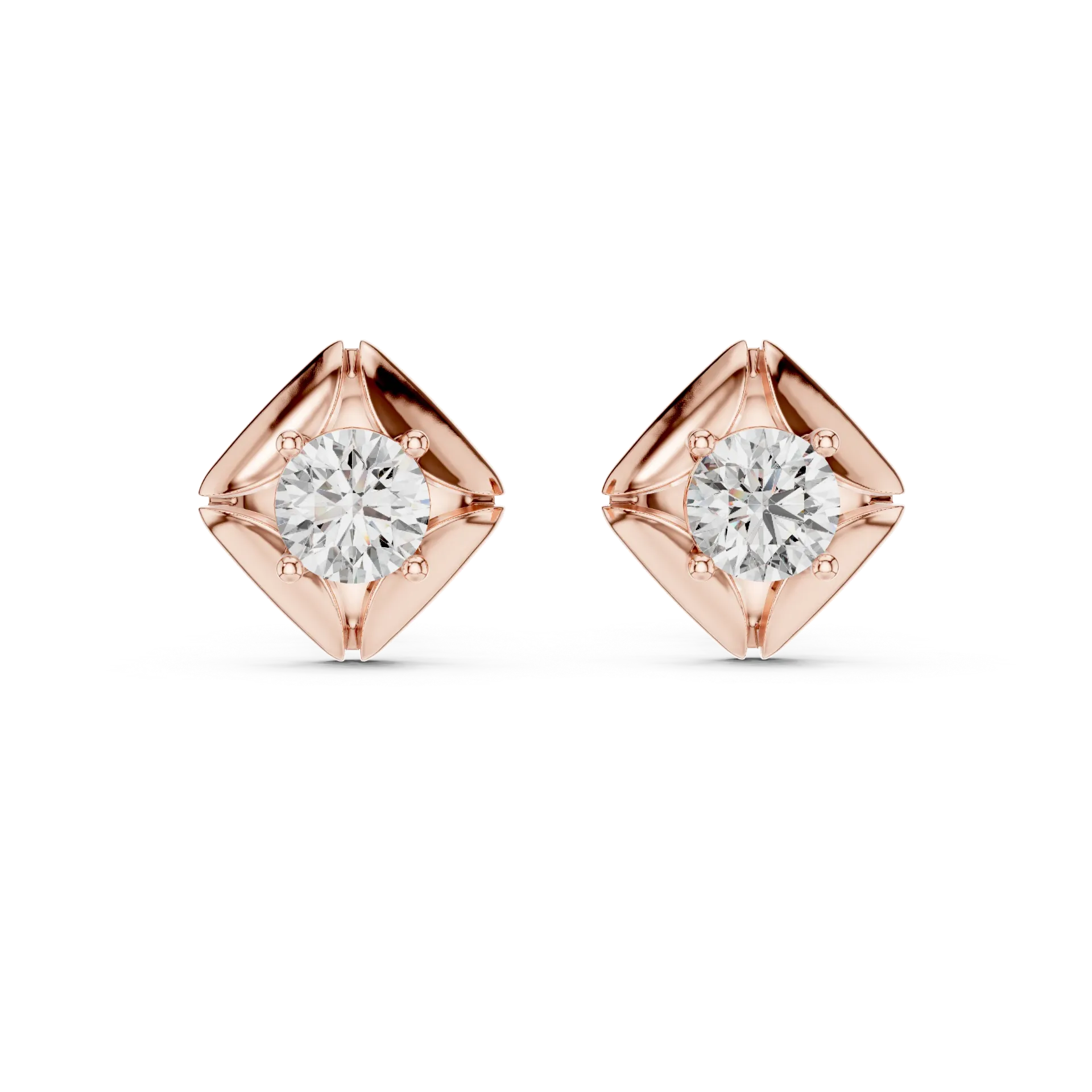 Sculpted Compass Solitaire Earrings