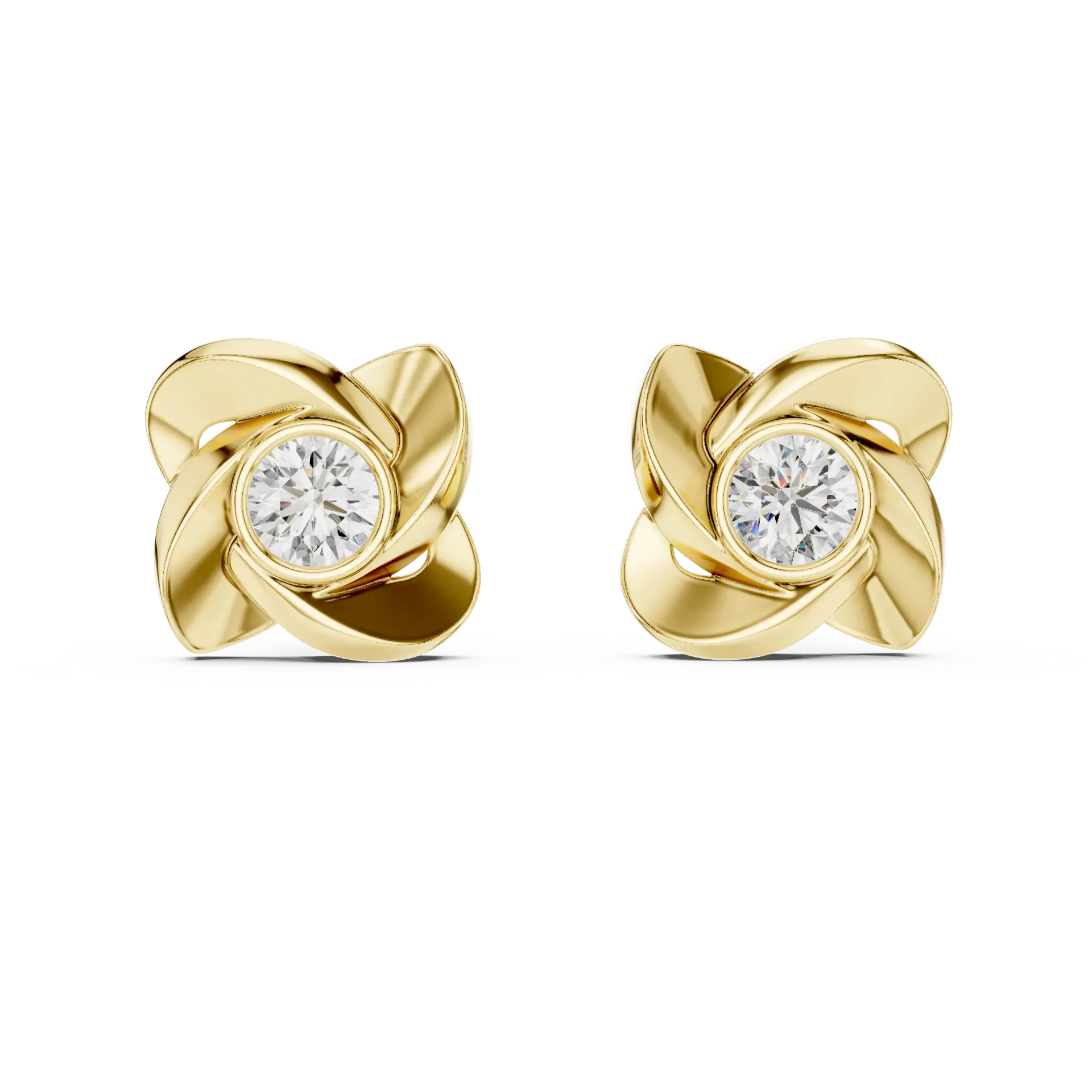 1.80ct Scalloped Halo Studs- BYE2009 (Yellow)