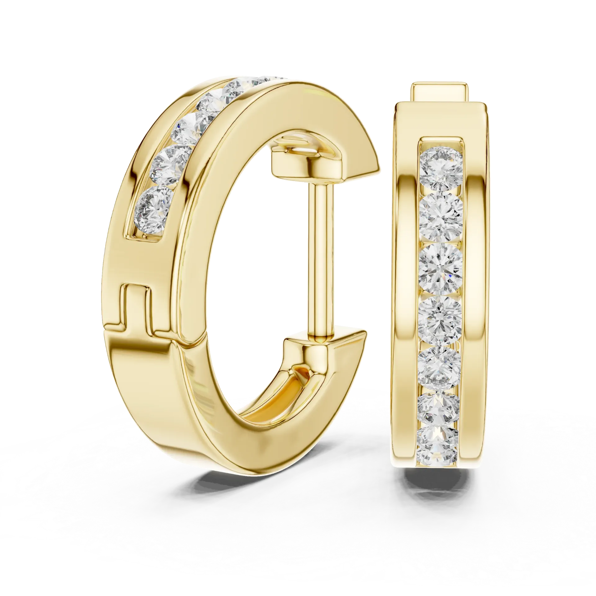 Channel-Set Classic Huggies Earrings (Yellow)