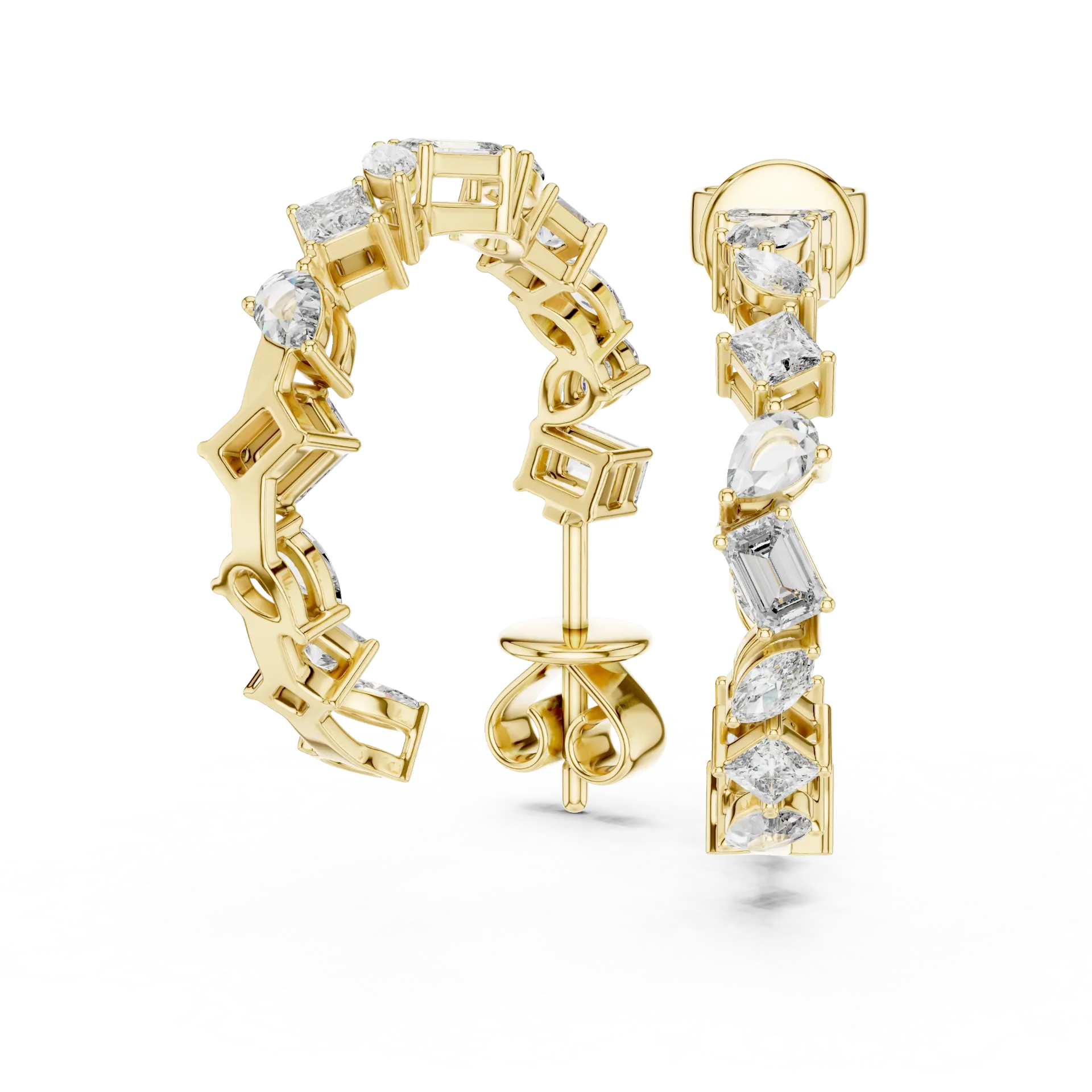 Radiant Emerald Halo Drop Earrings