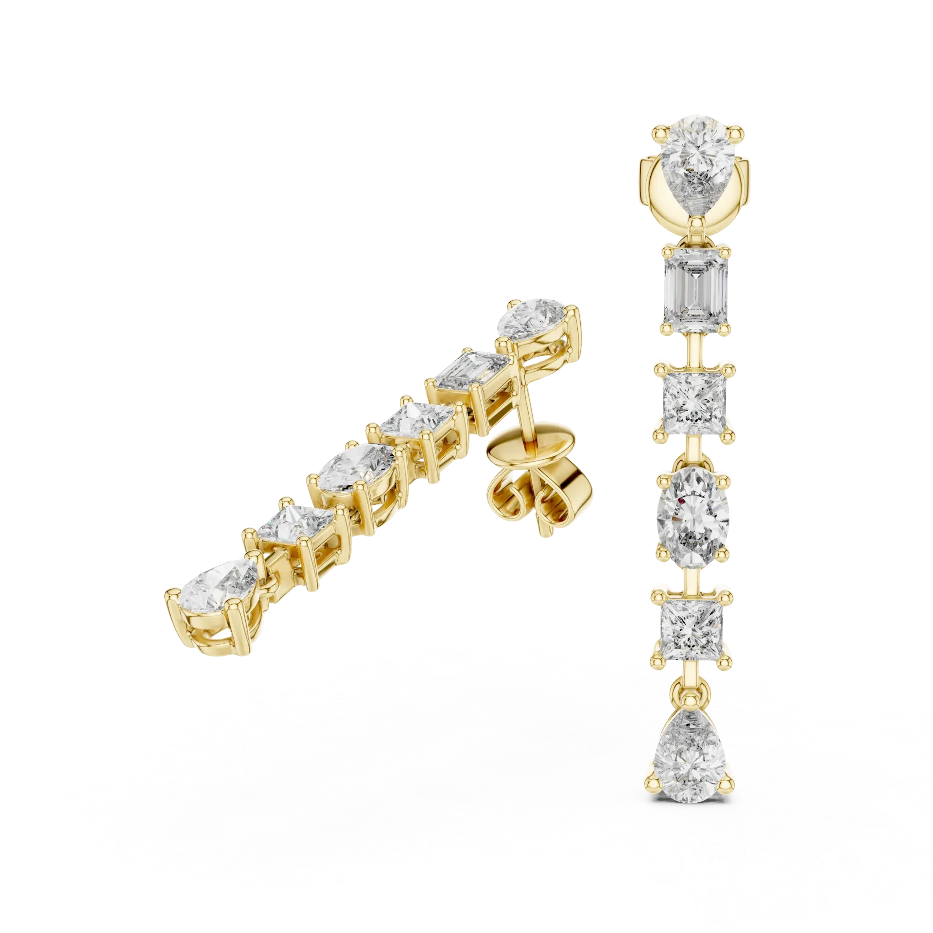 2.75ct Fancy Cut Cascade Linear Drop Earrings