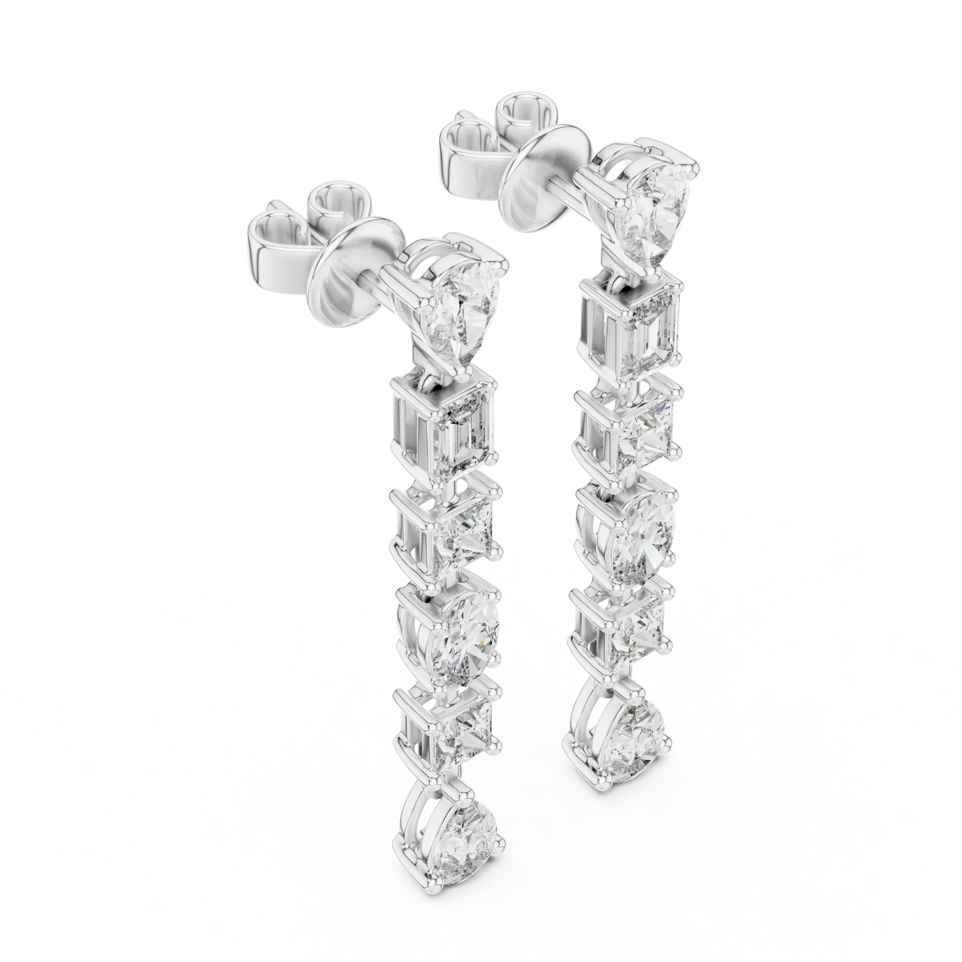 2.75ct Fancy Cut Cascade Linear Drop Earrings