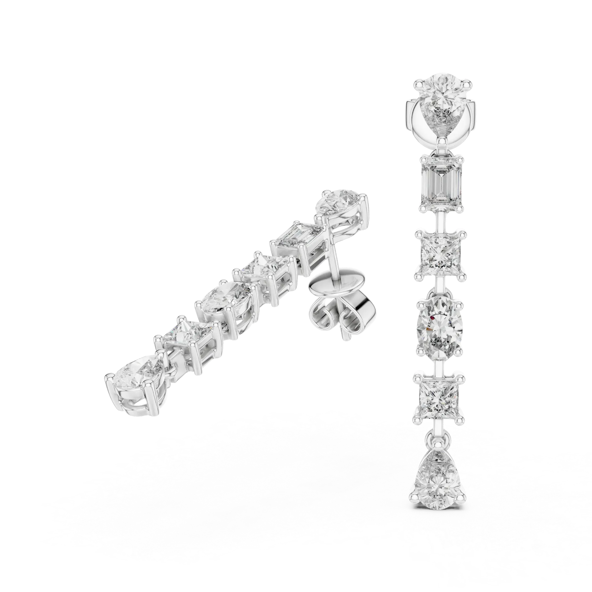 2.75ct Fancy Cut Cascade Linear Drop Earrings