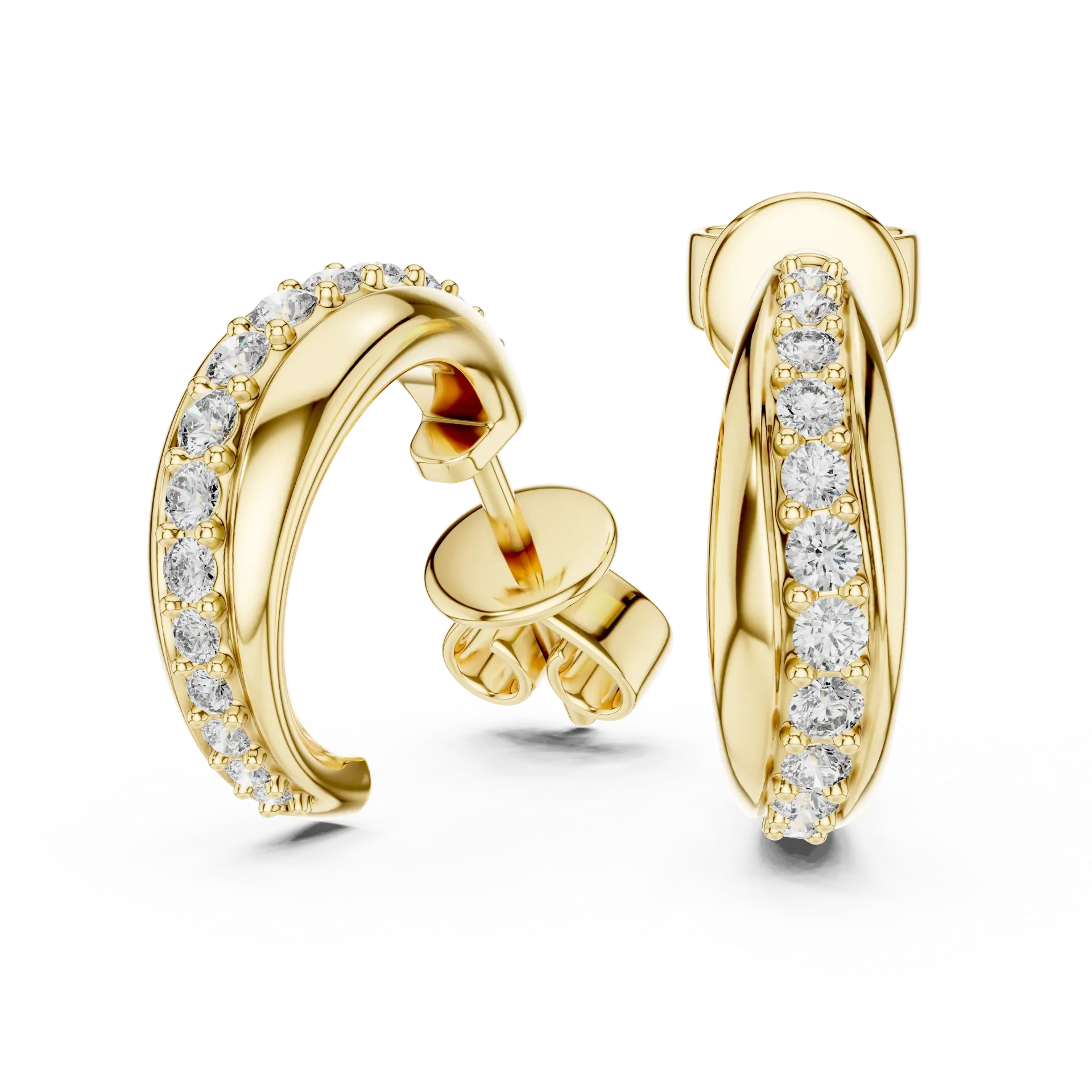 Sculptural Pavé Ribbon J-Hoops Earring