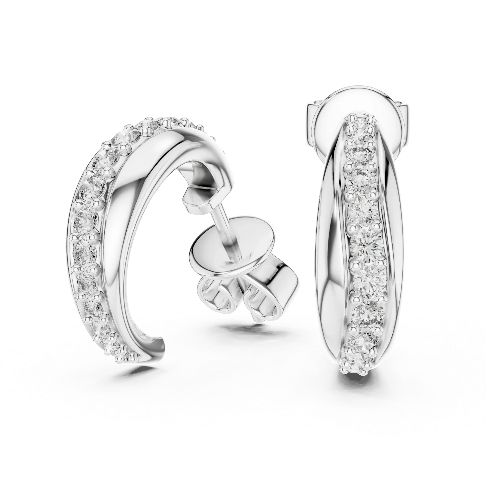 Sculptural Pavé Ribbon J-Hoops Earring