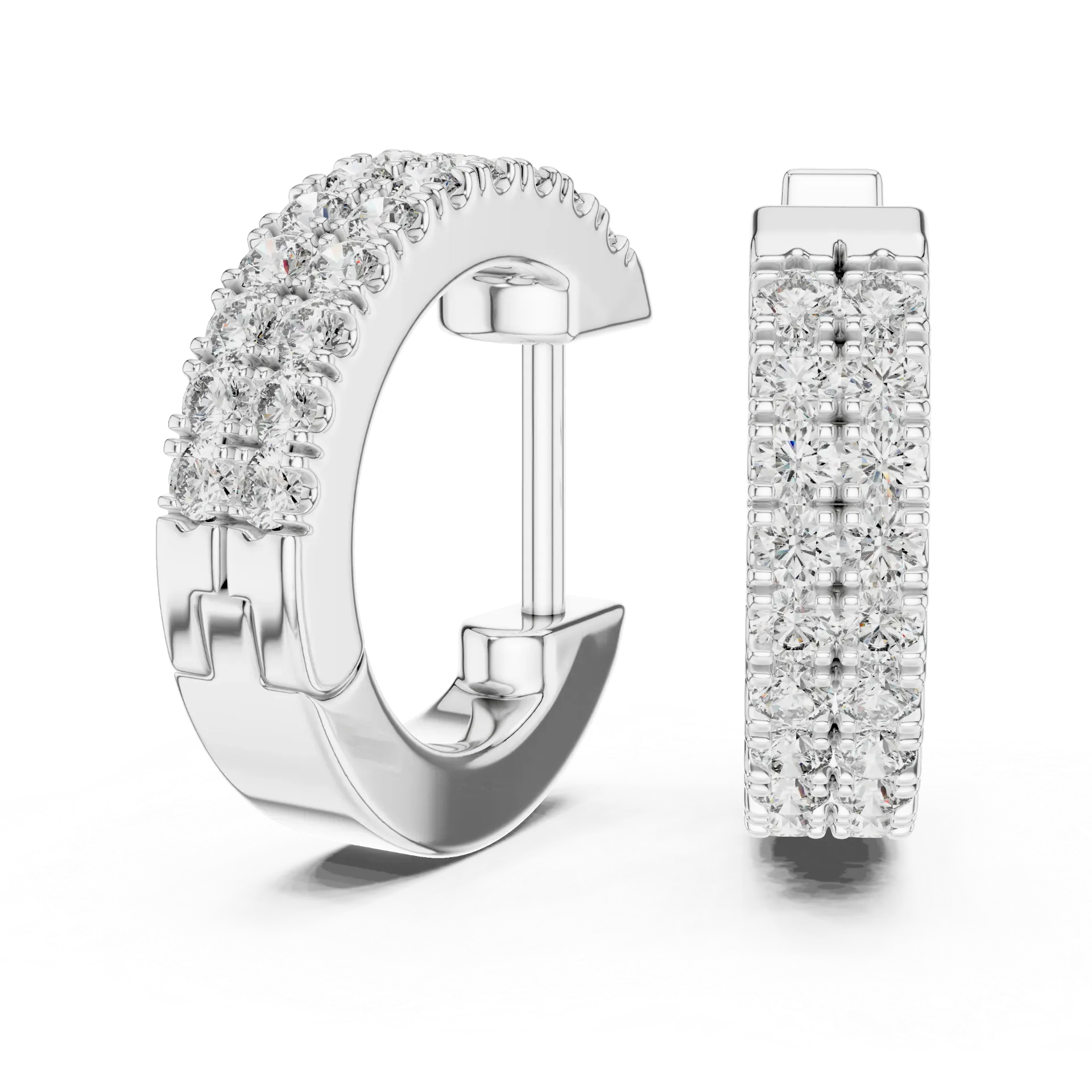 Double-Row Pavé Huggies Earrings