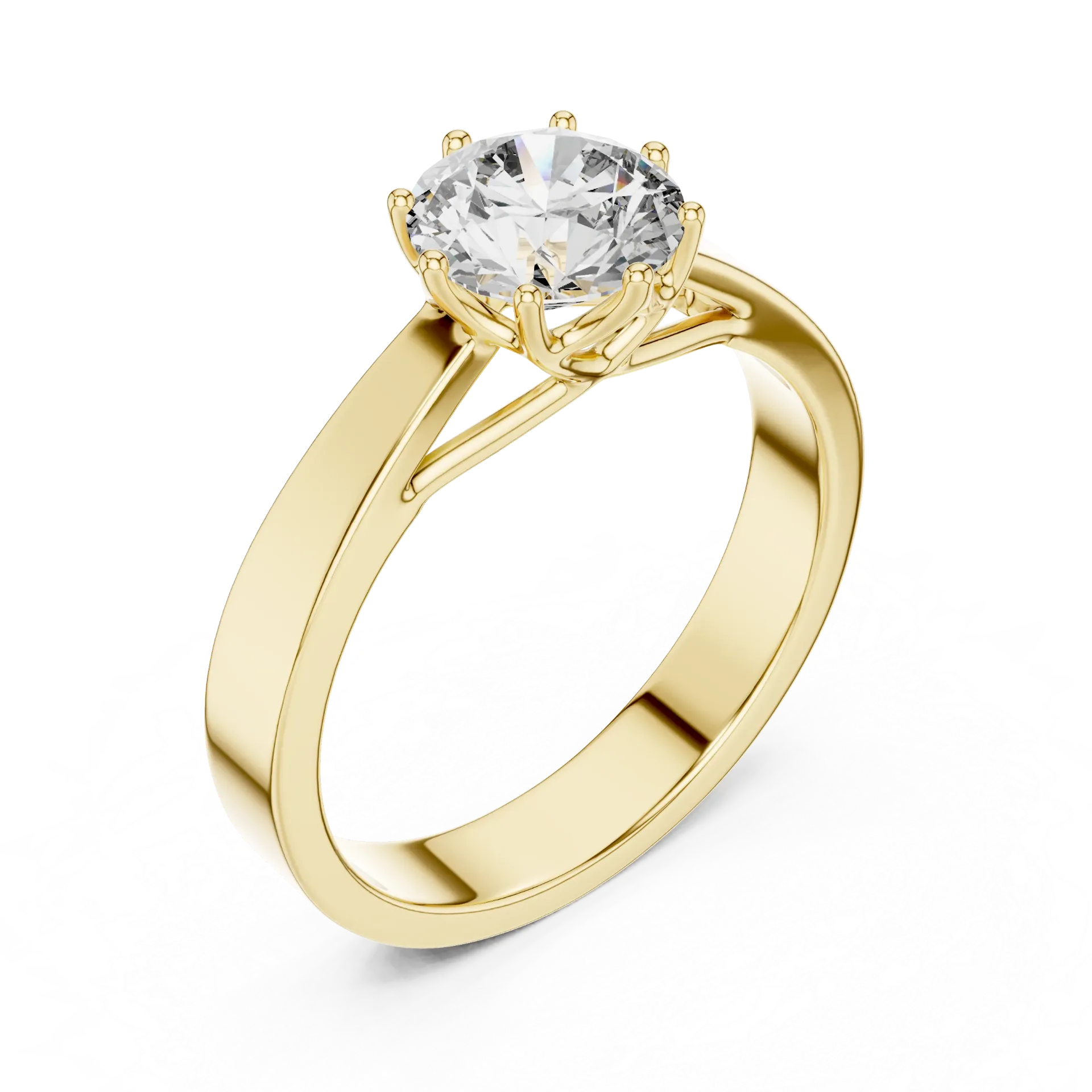 Modern Round Six Prong Solitaire Ring