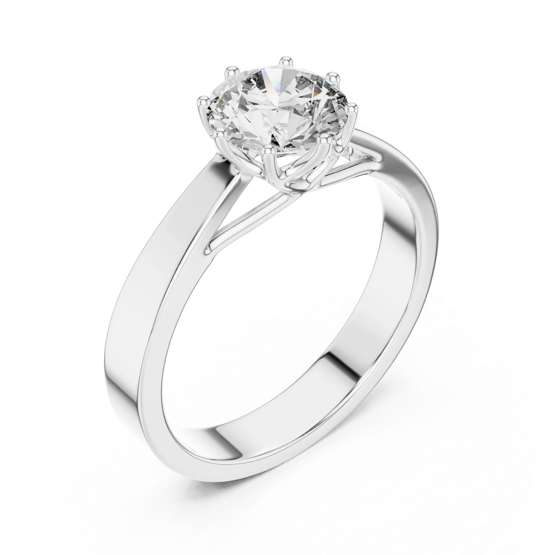 Modern Round Six Prong Solitaire Ring