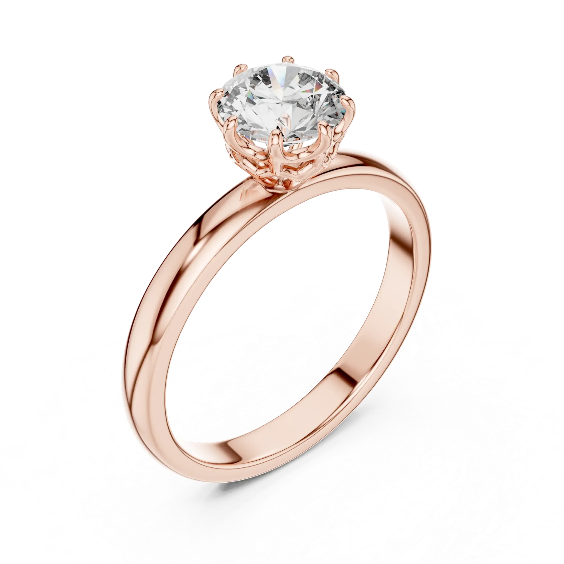 Royal Crown Filigree Solitaire Ring