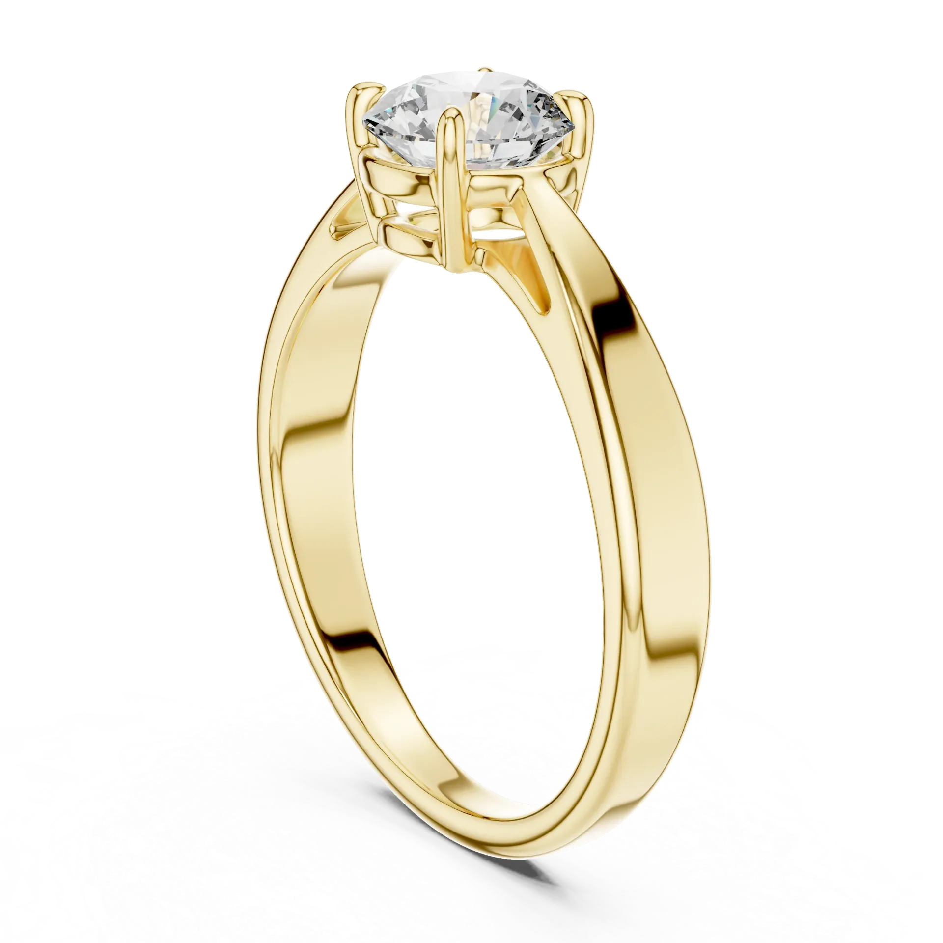 Sculpted Groove Cathedral Solitaire Ring