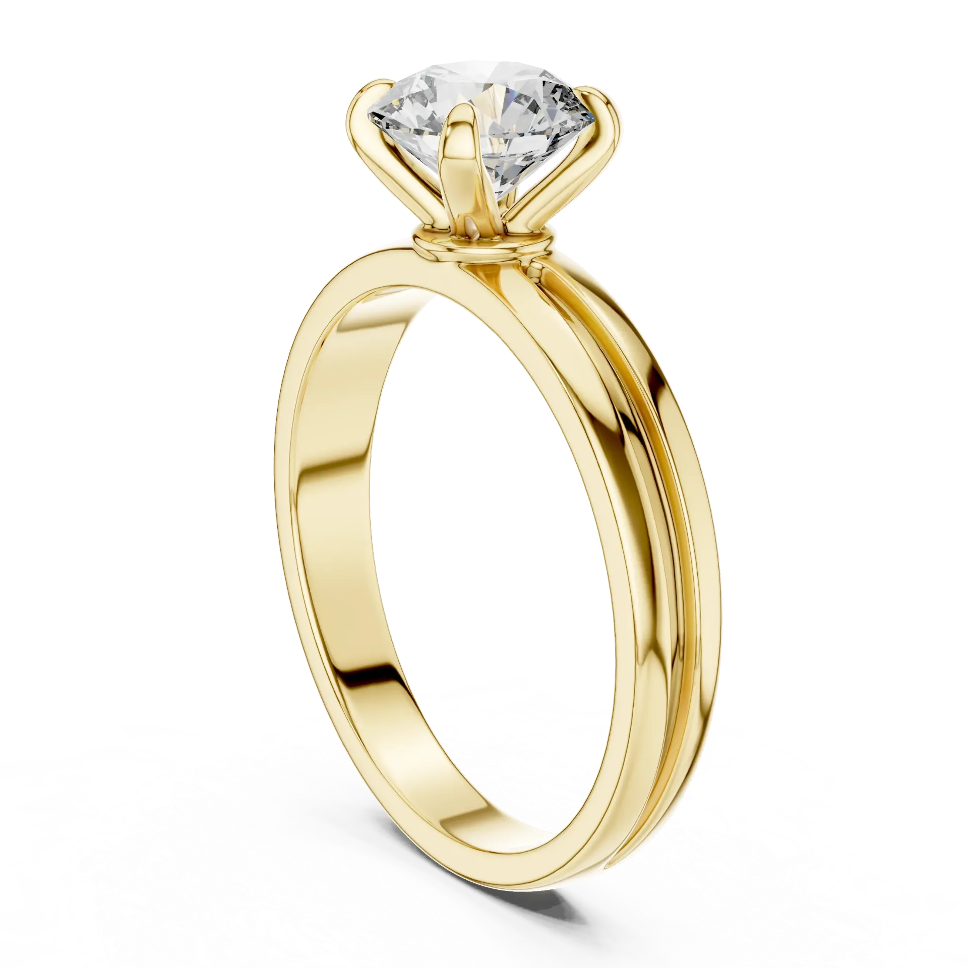 Grooved Illusion Solitaire Ring (Yellow)