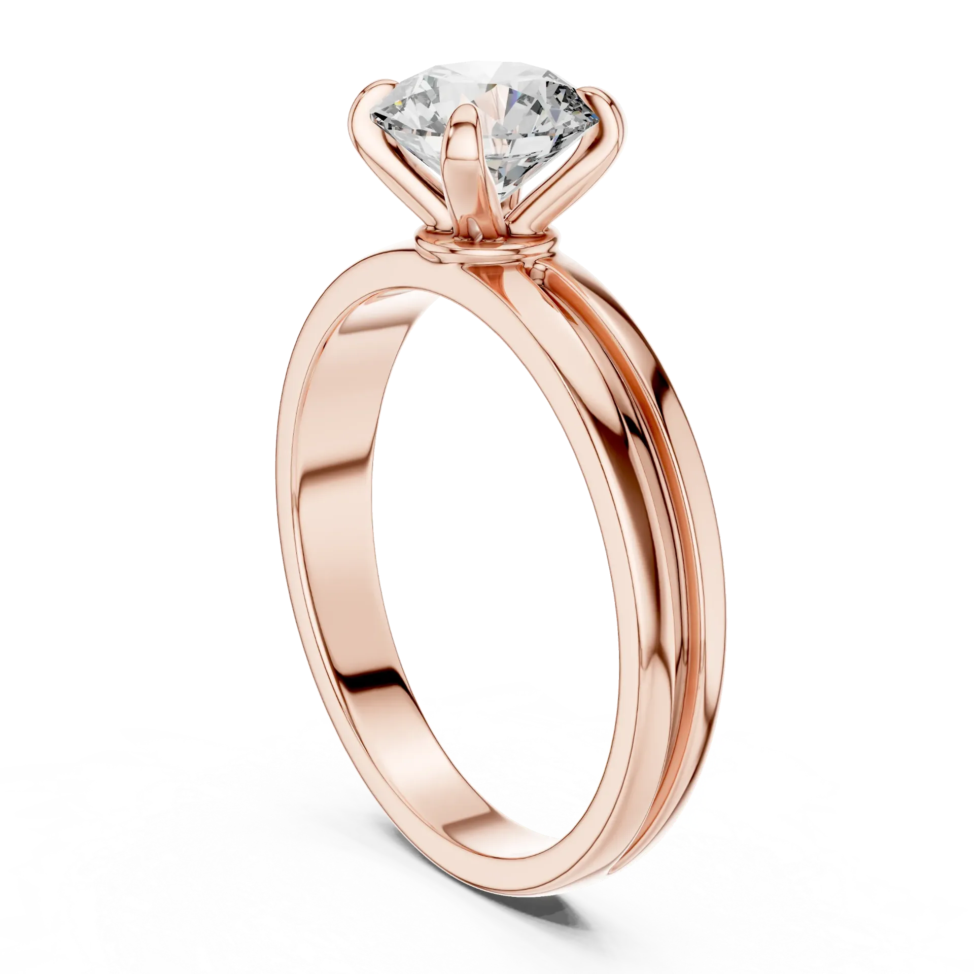 Grooved Illusion Solitaire Ring
