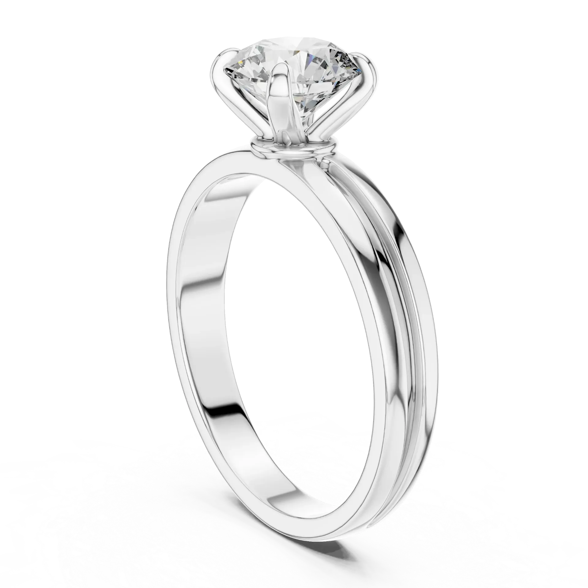 Grooved Illusion Solitaire Ring