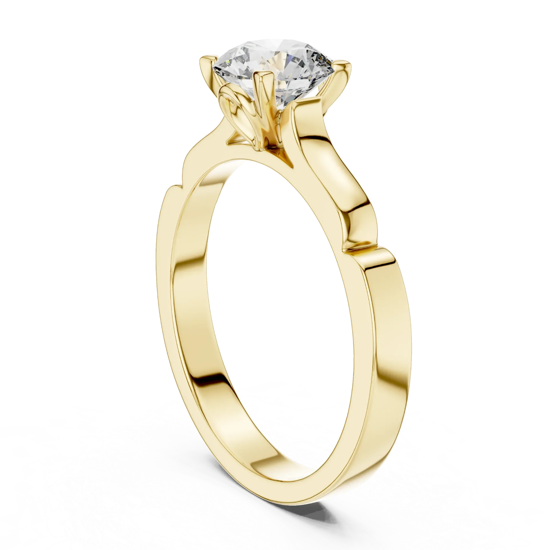 Sculpted Pinch-Shank Solitaire Ring