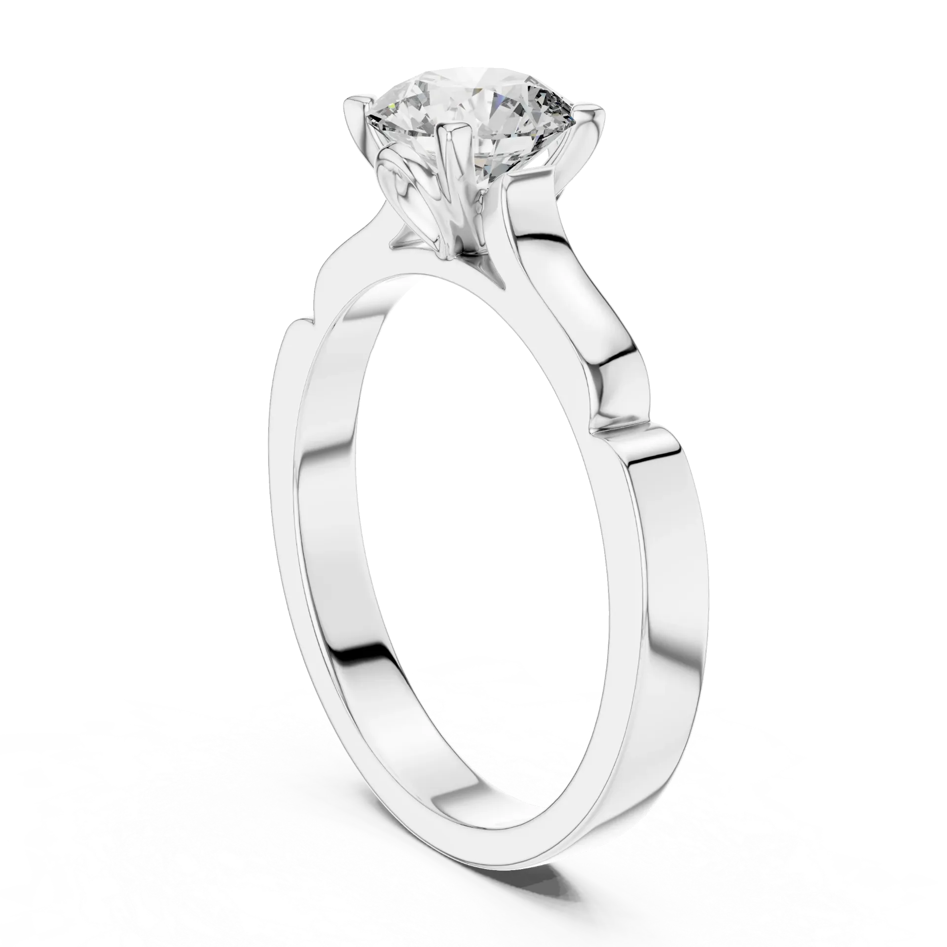 Sculpted Pinch-Shank Solitaire Ring